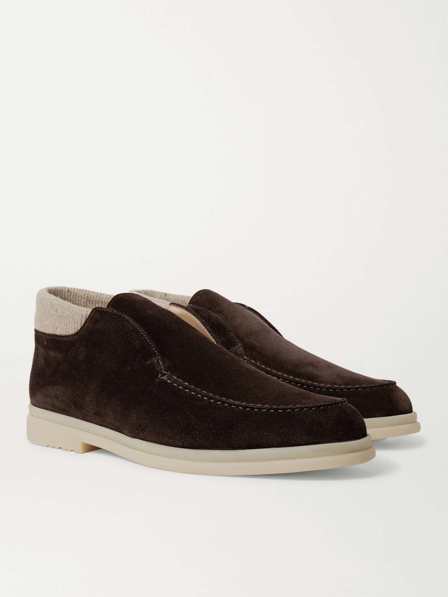 Open Wintery Walk Cashmere-Trimmed Suede Boots - 4