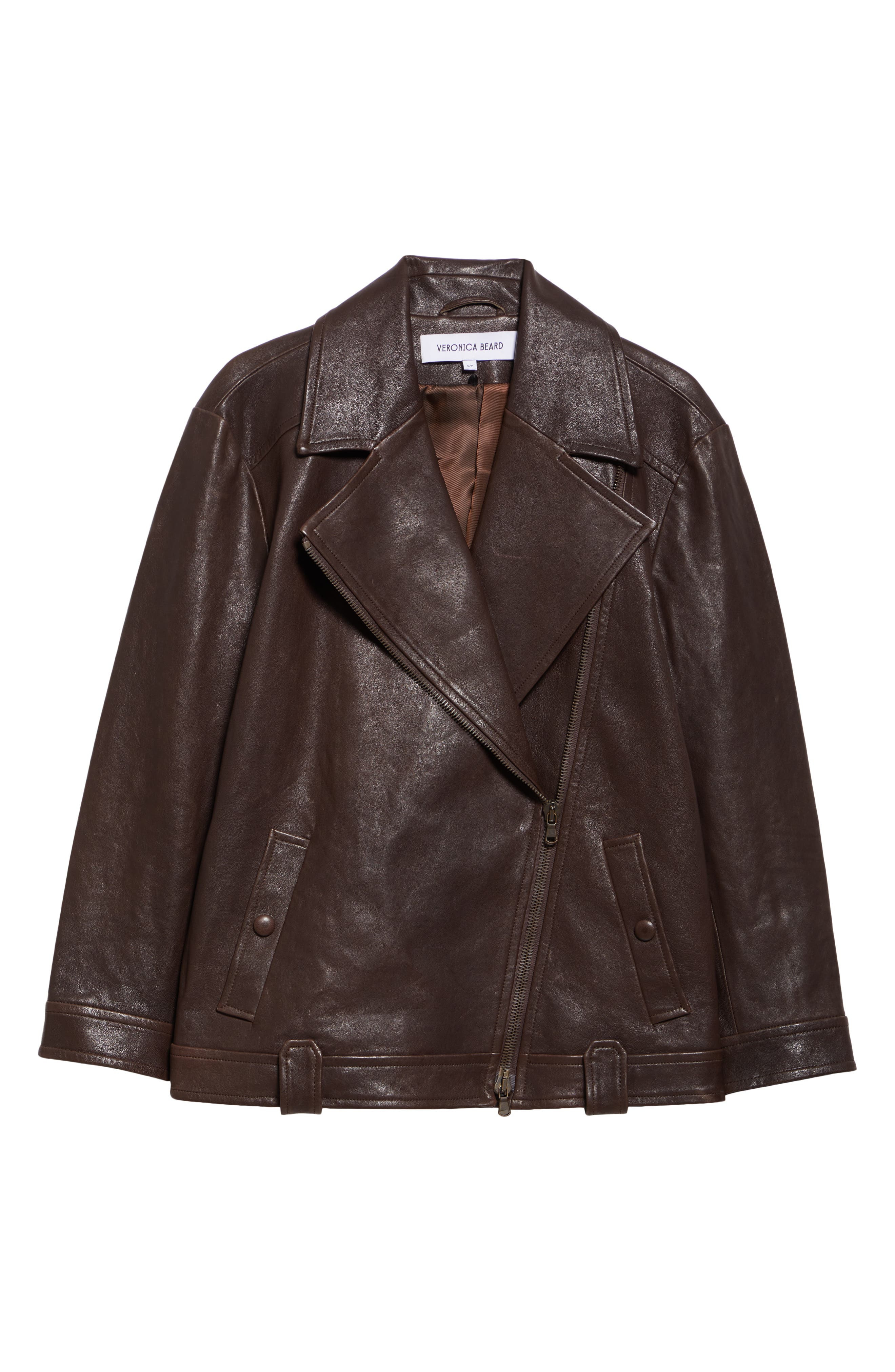 Veronica Beard Thandie Leather Dickey Jacket in Dark Chocolate at Nordstrom - 1