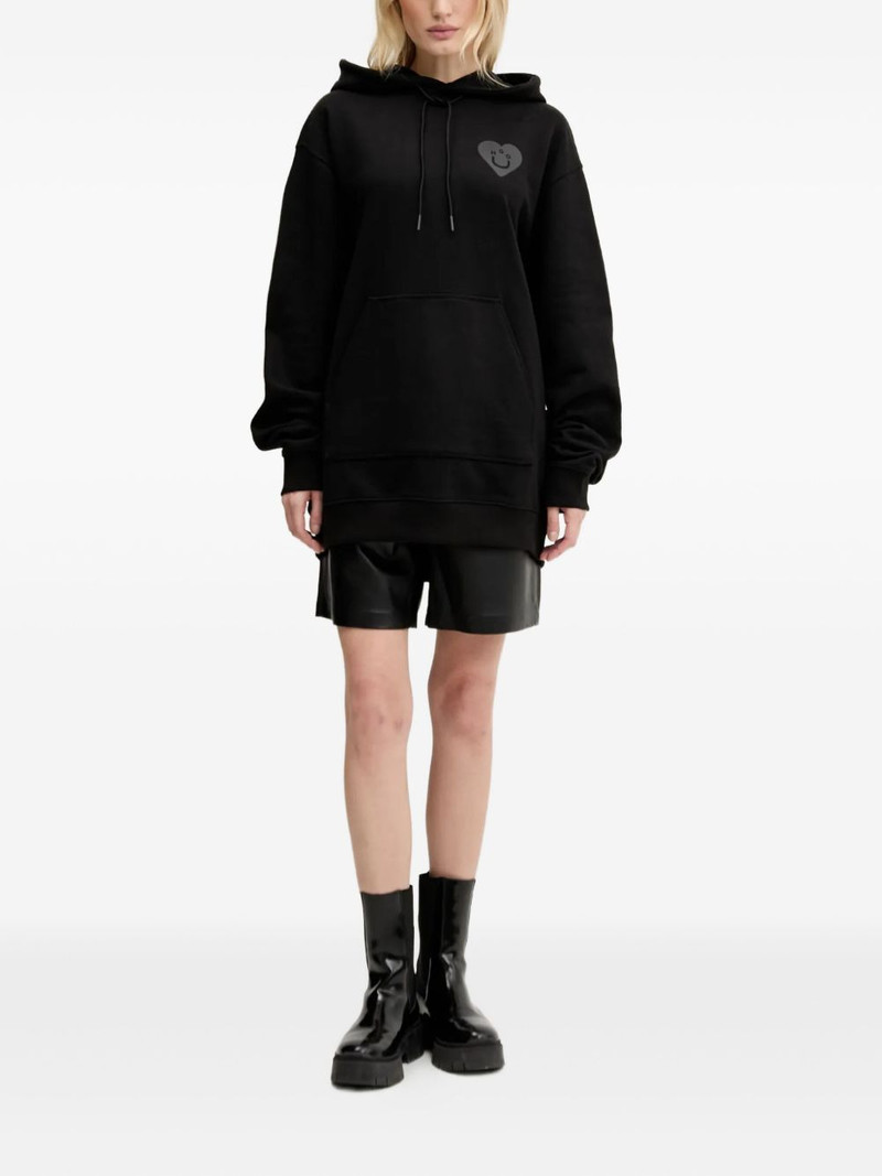 HUGO heart-logo ribbed hoodie outlook