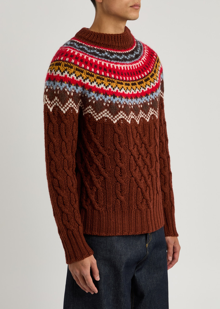 Moncler Grenoble Fair Isle Intarsia Cable-knit Wool Jumper - 2