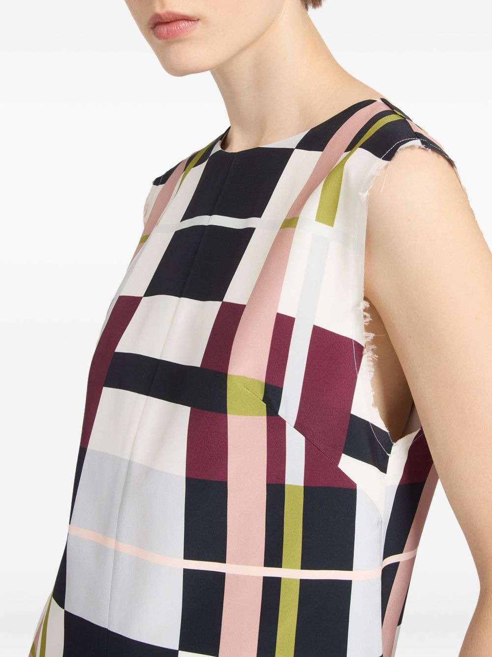 plaid sleeveless midi dress - 4