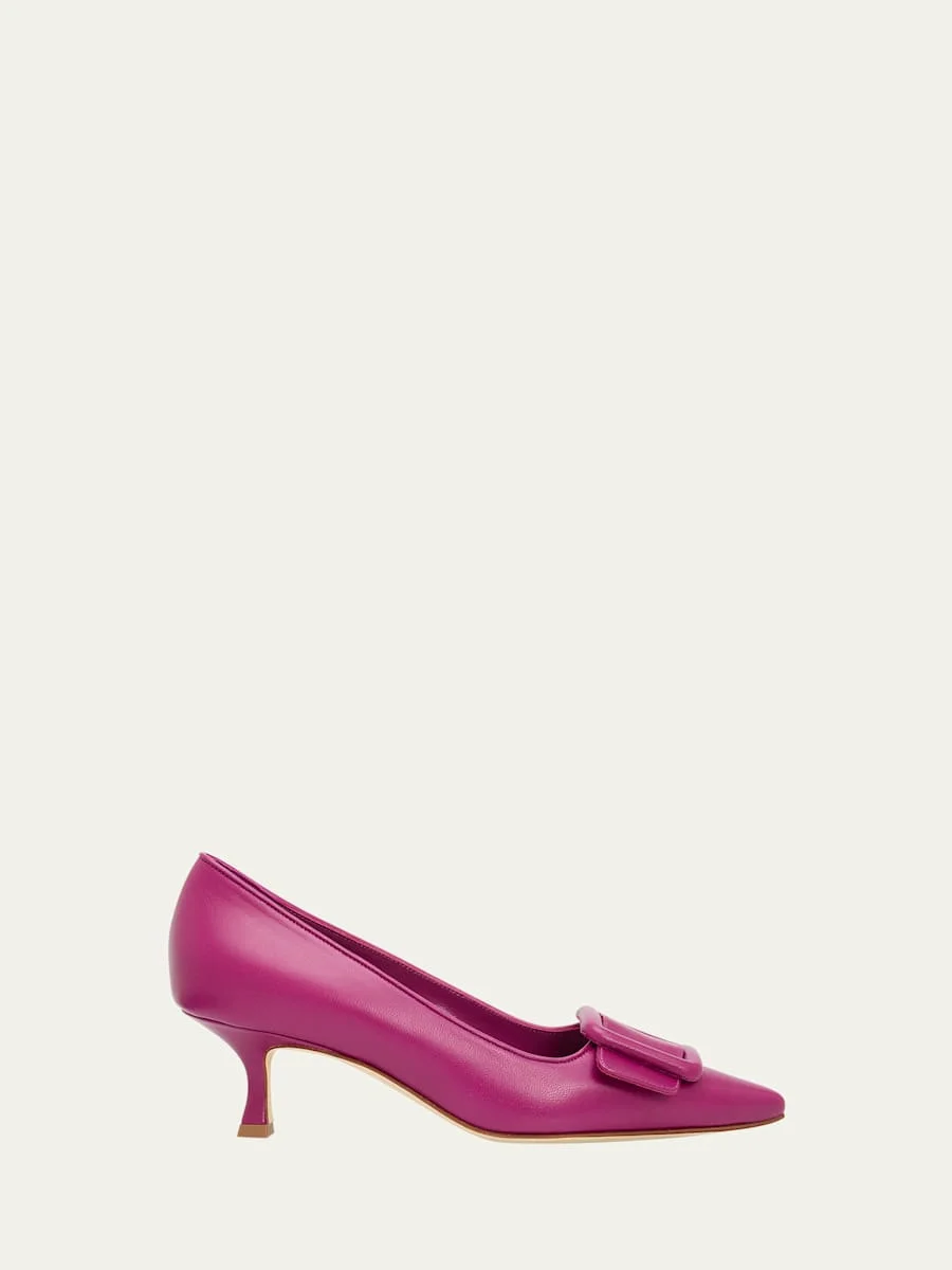 50mm Maysale Leather Buckle Pumps - 1