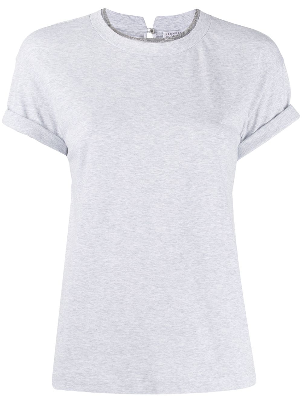 round-neck beaded T-shirt - 1