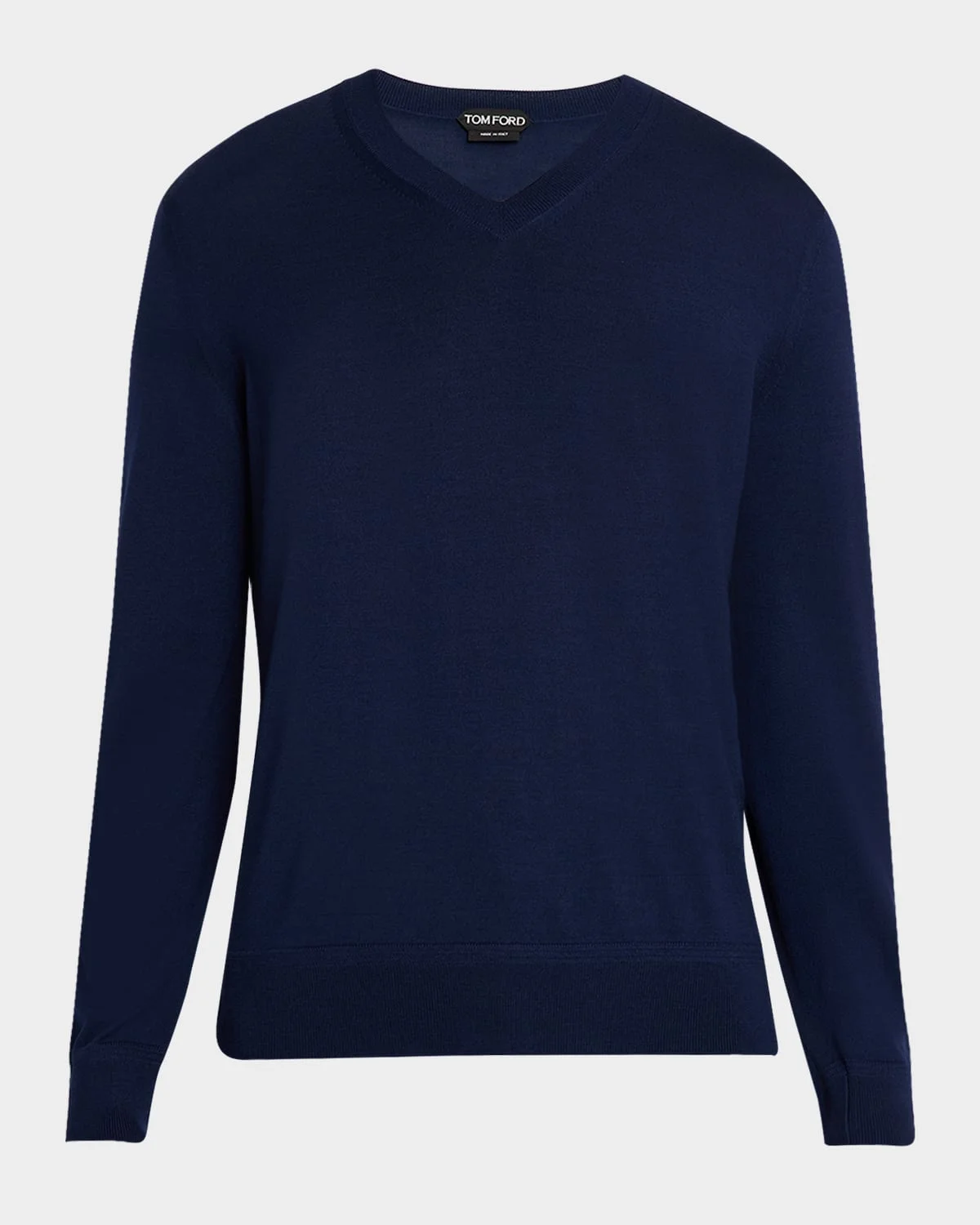 Men's V-Neck Wool-Silk Sweater - 1