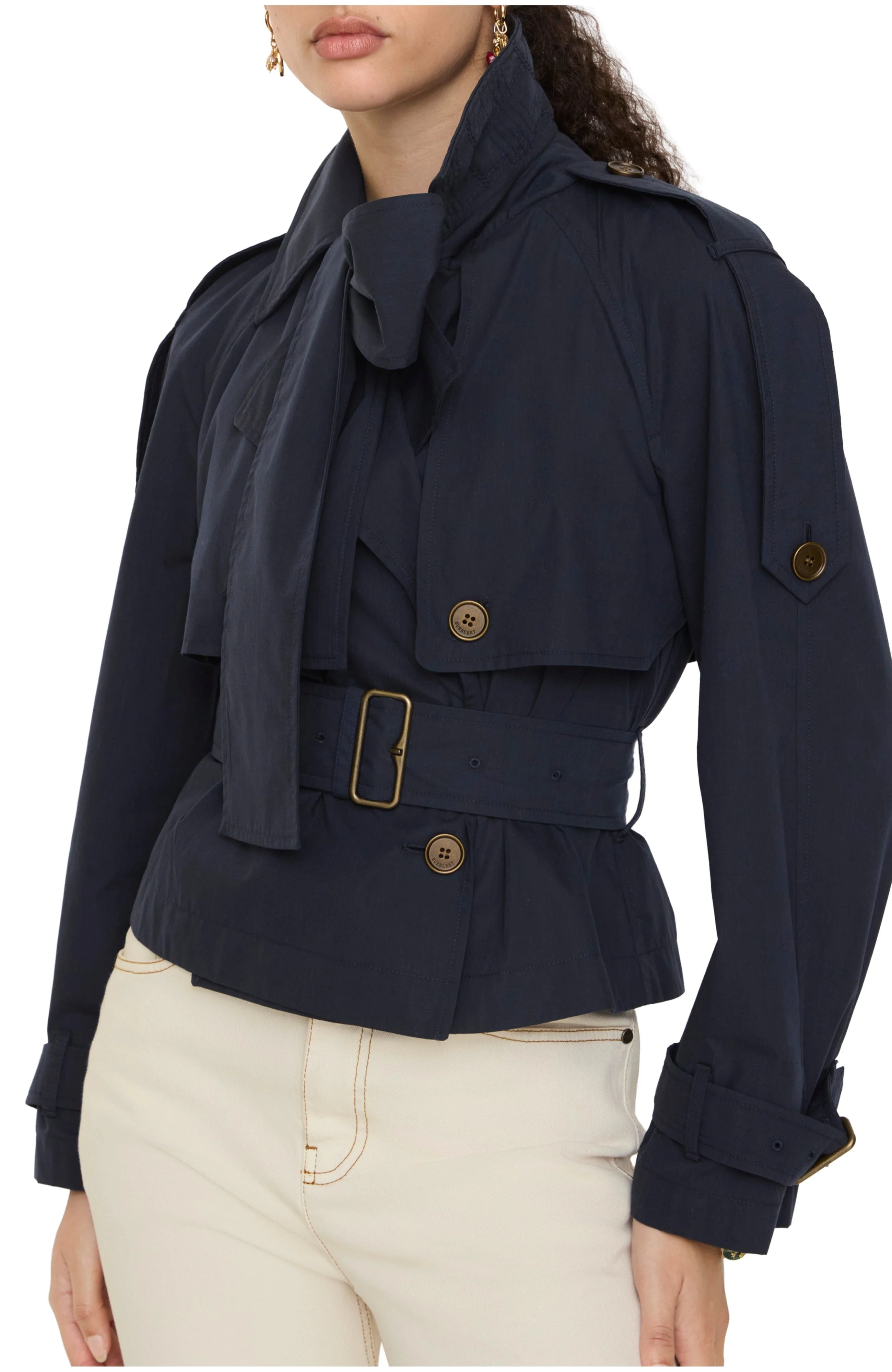 burberry Short Canvas Trerose Trench Coat in Silhouette Blue at Nordstrom - 1