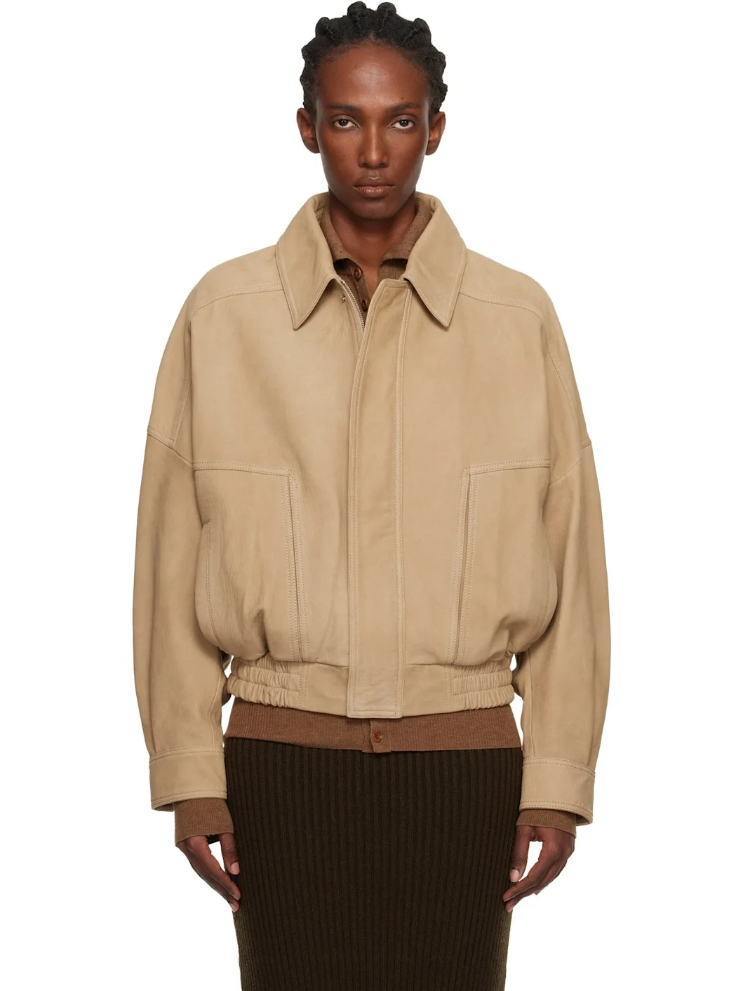 Beige Dalma Relaxed Nubuck Suede Jacket - 1