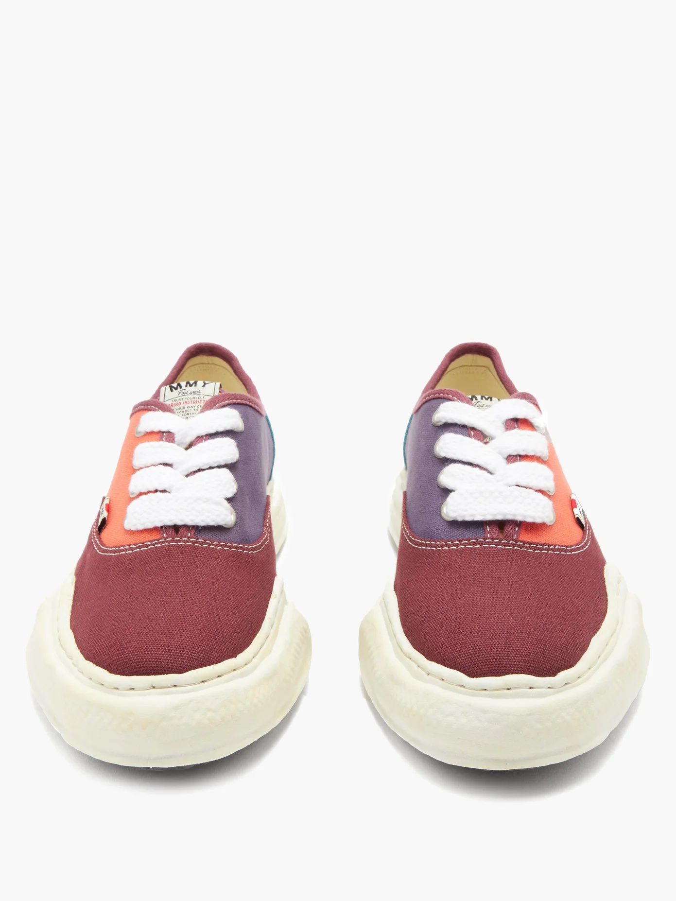 Logo-label cotton-canvas trainers - 5