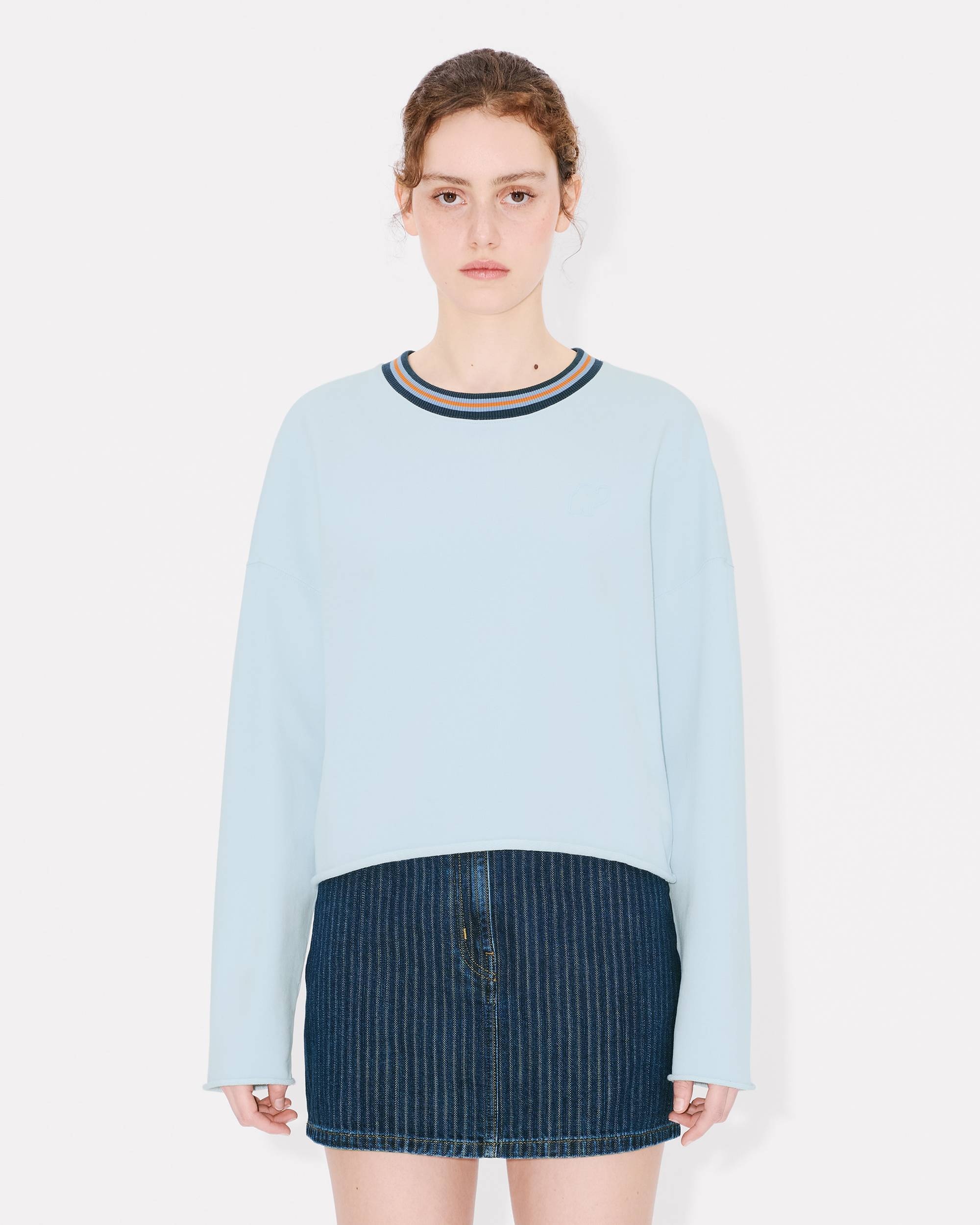 'KENZO Elephant Logo' embroidered short sweatshirt in cotton - 3