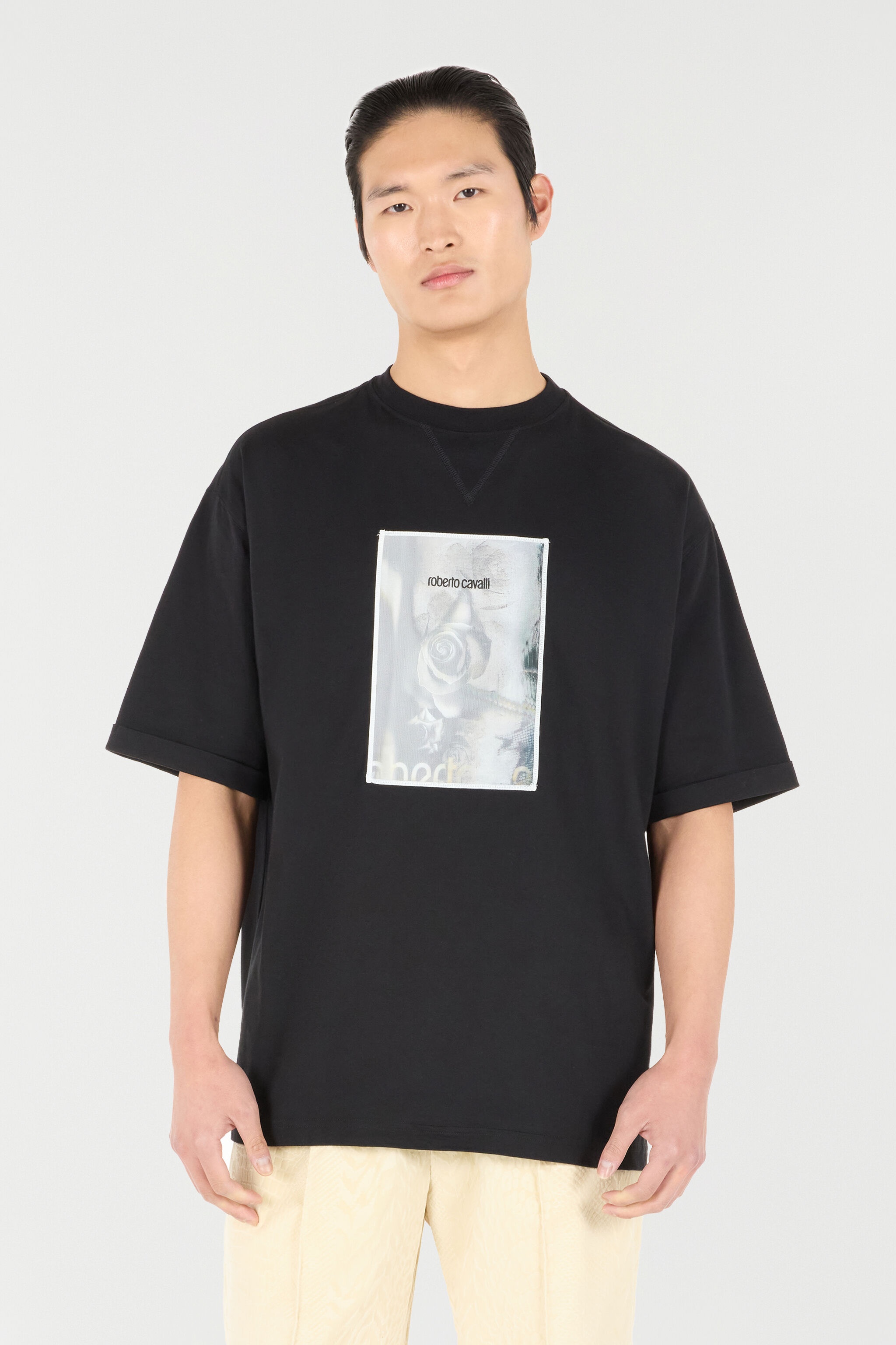 Rose-Print T-Shirt With Logo - 3