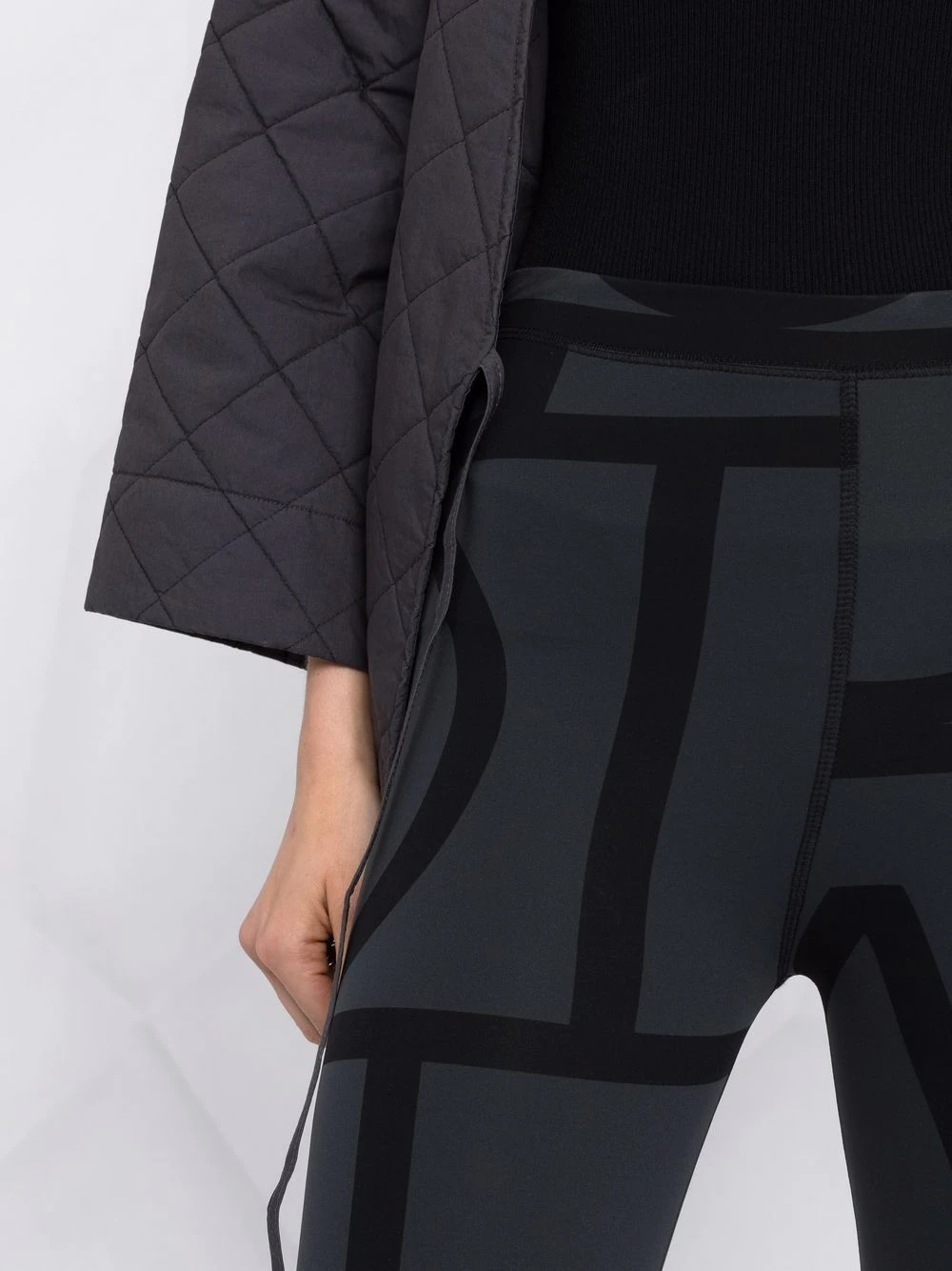 two-tone graphic-print leggings - 5