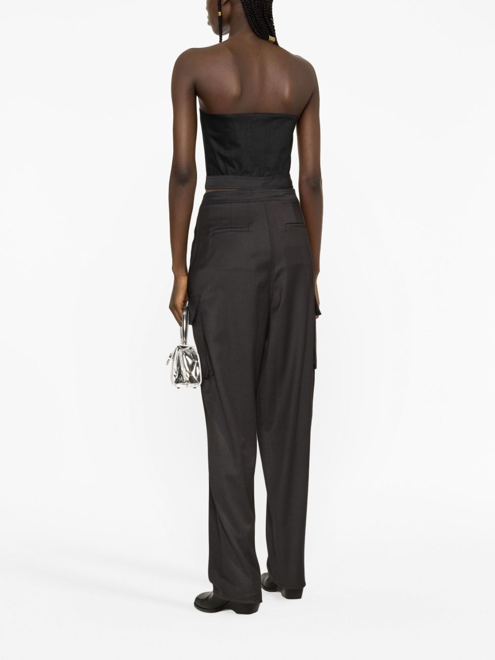 pleated cut-out cargo trousers - 4