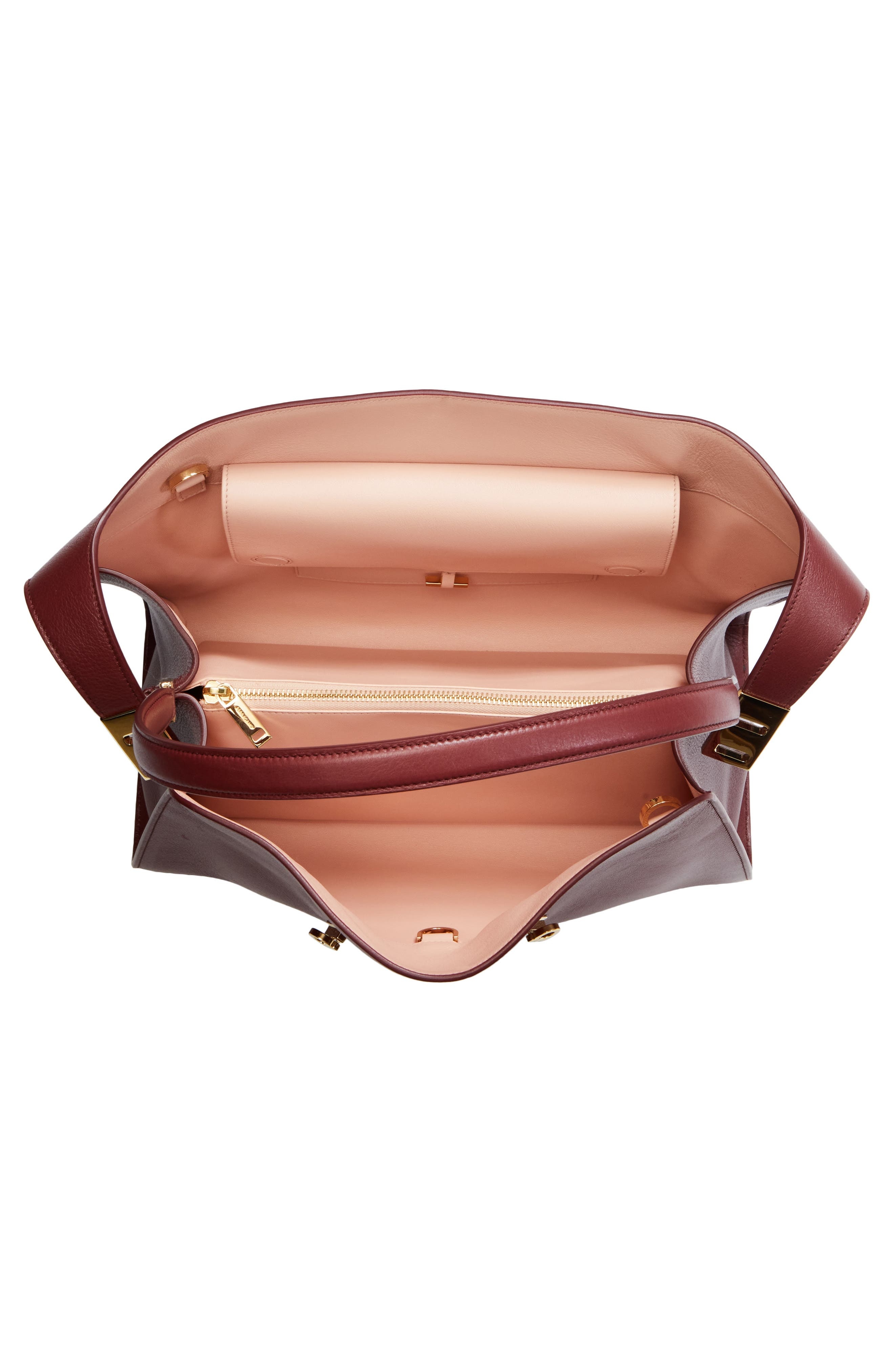 FERRAGAMO Small Hug Leather Shoulder Bag in College Red/Plaster at Nordstrom - 5