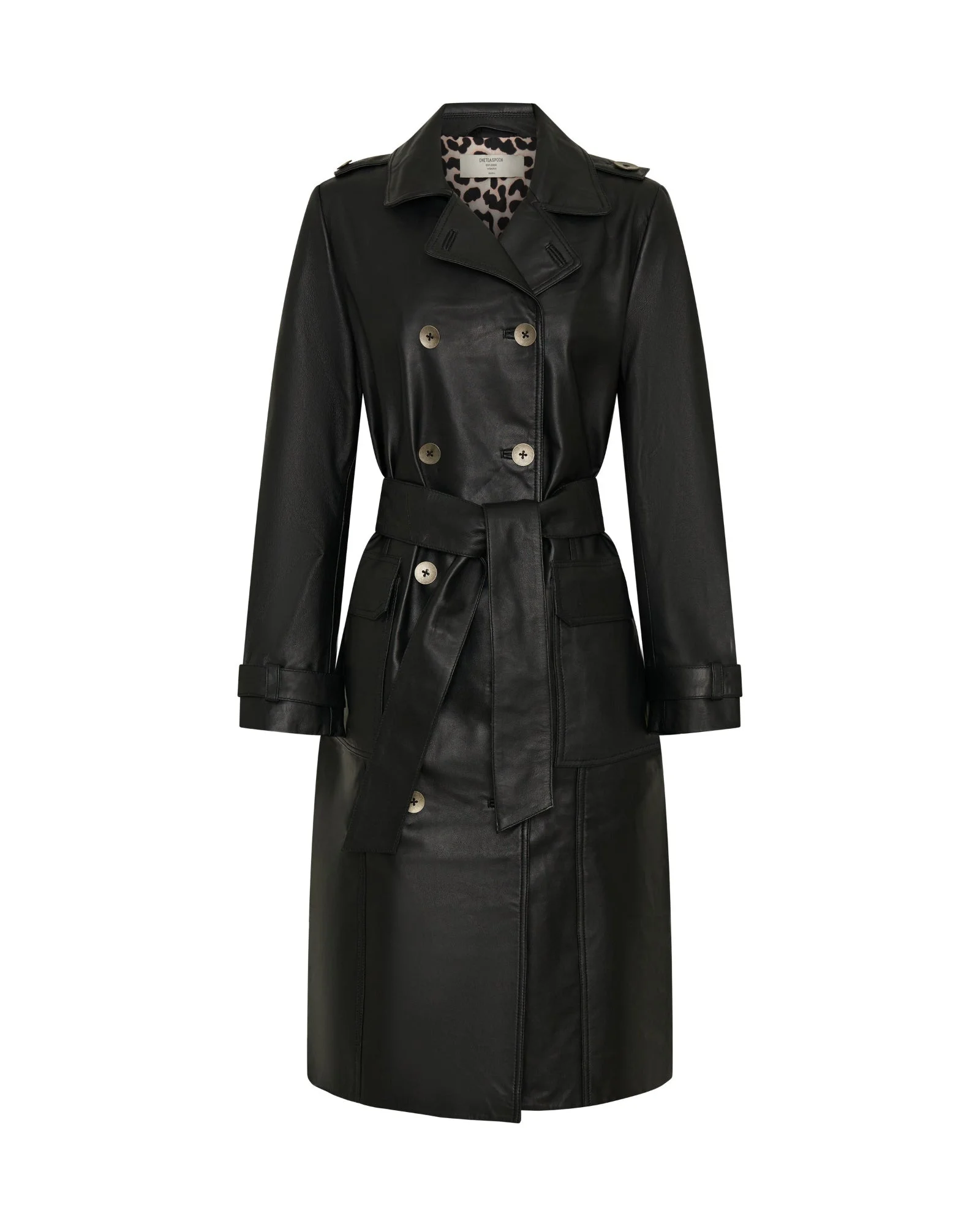 Supermodel Leather Trench Coat - Black - 1