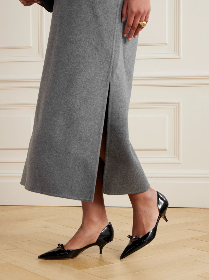 FERRAGAMO Gyoia bow-embellished patent-leather pumps Black outlook