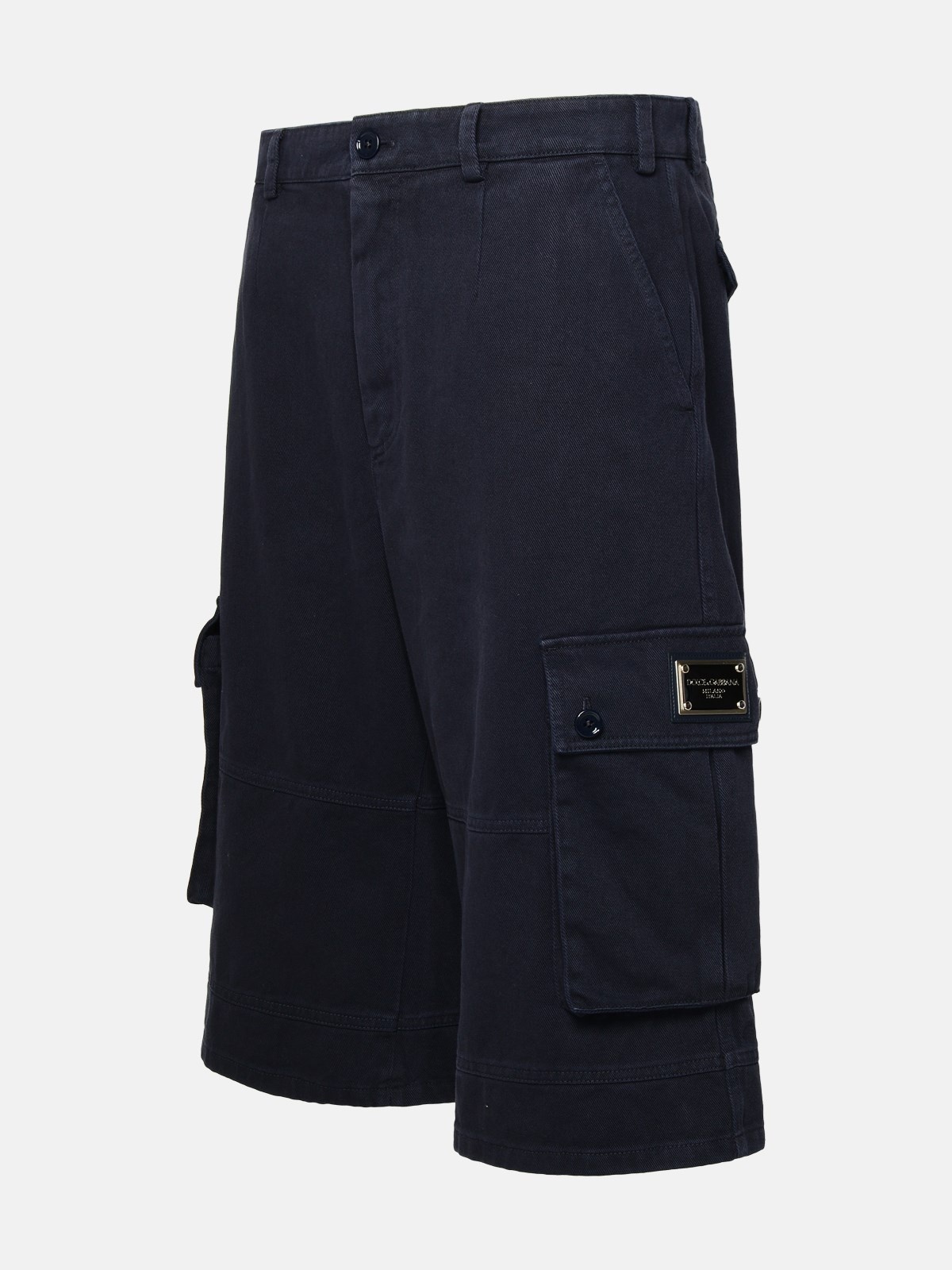 BLUE COTTON CARGO BERMUDA SHORTS - 2