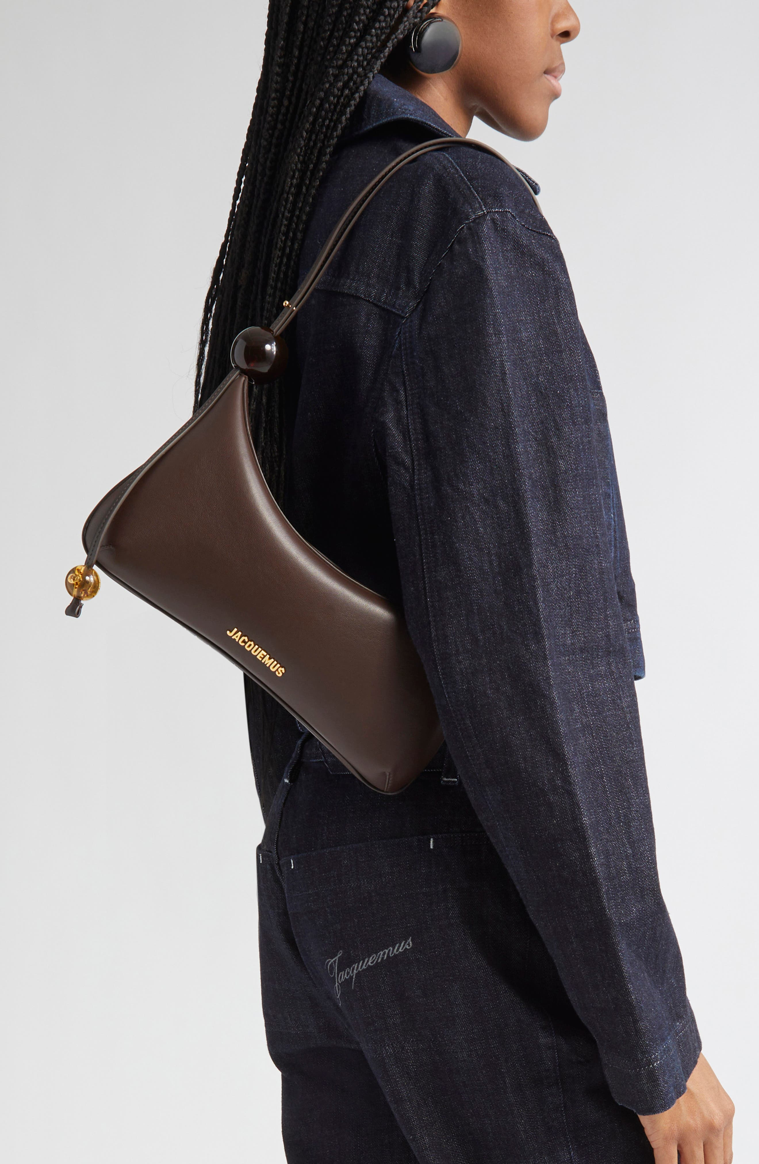 Jacquemus Le Grand Bisou Perle Leather Shoulder Bag in Brown at Nordstrom - 3