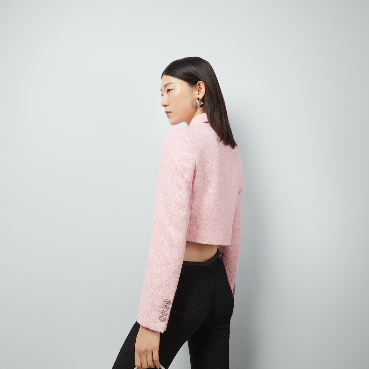 Cropped tweed jacket with sequins - 6