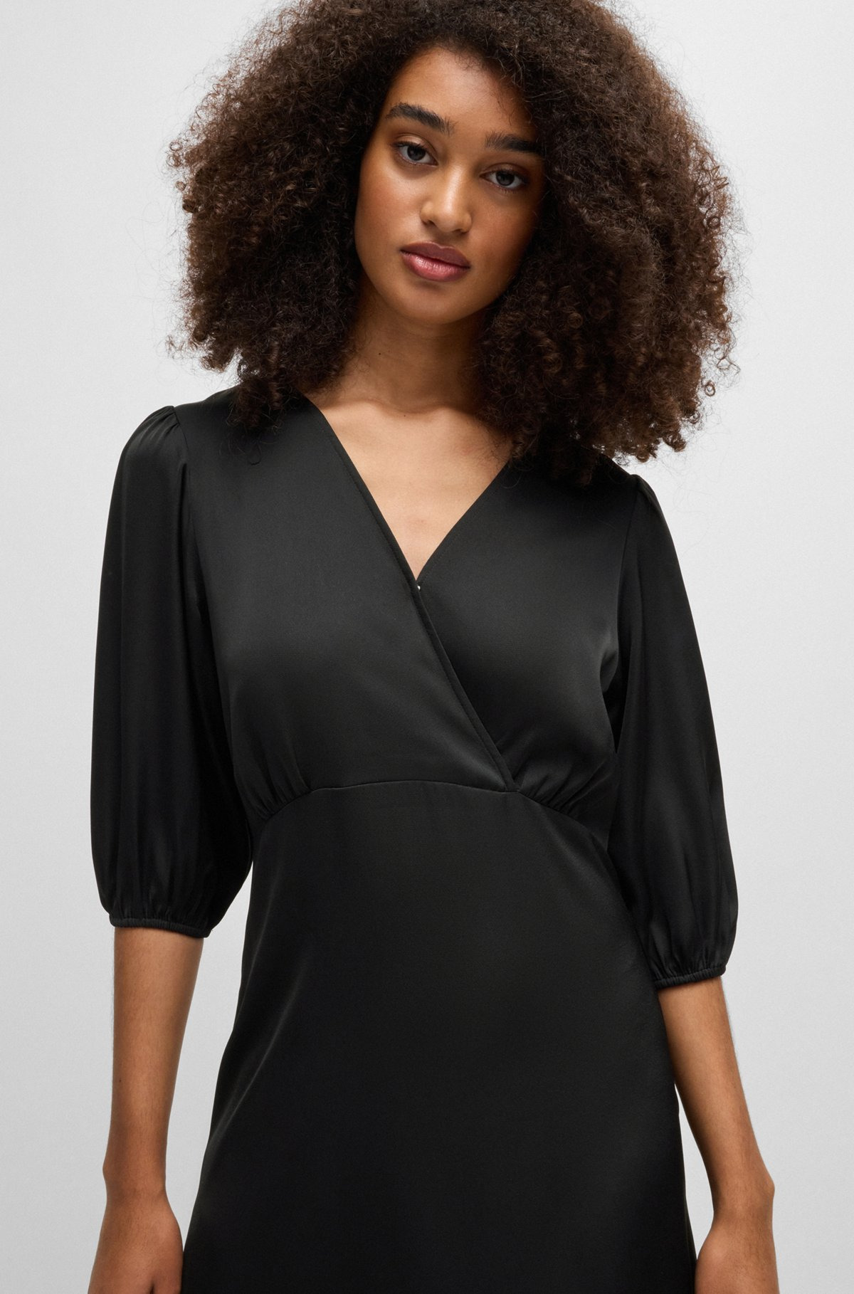 WRAP-FRONT DRESS IN HAMMERED SATIN - 5