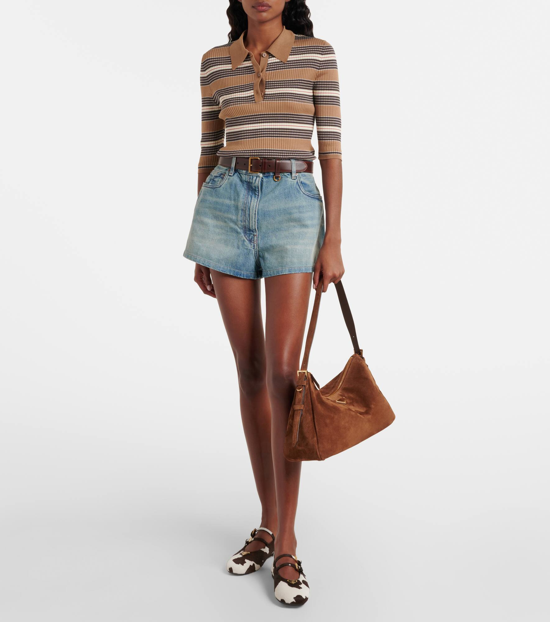 Prada Aimée Large suede shoulder bag - 5