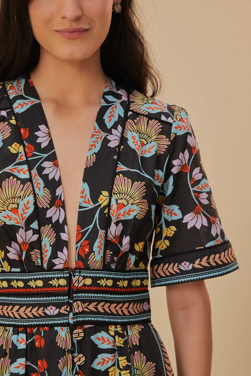 Flowery Black Jumpsuit 5