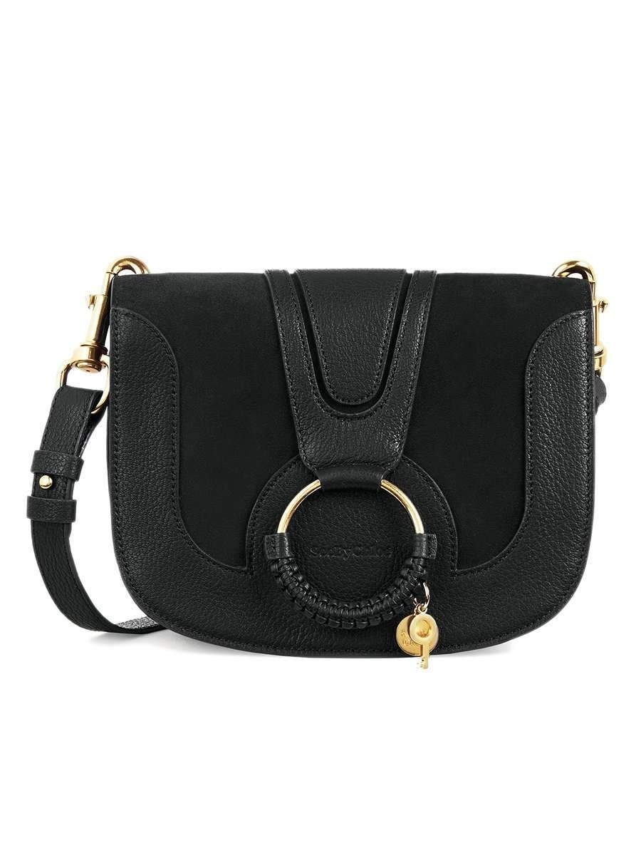 ✢オハナ！ See by Chloé Hana Leather & Suede Shoulder Bag in Black