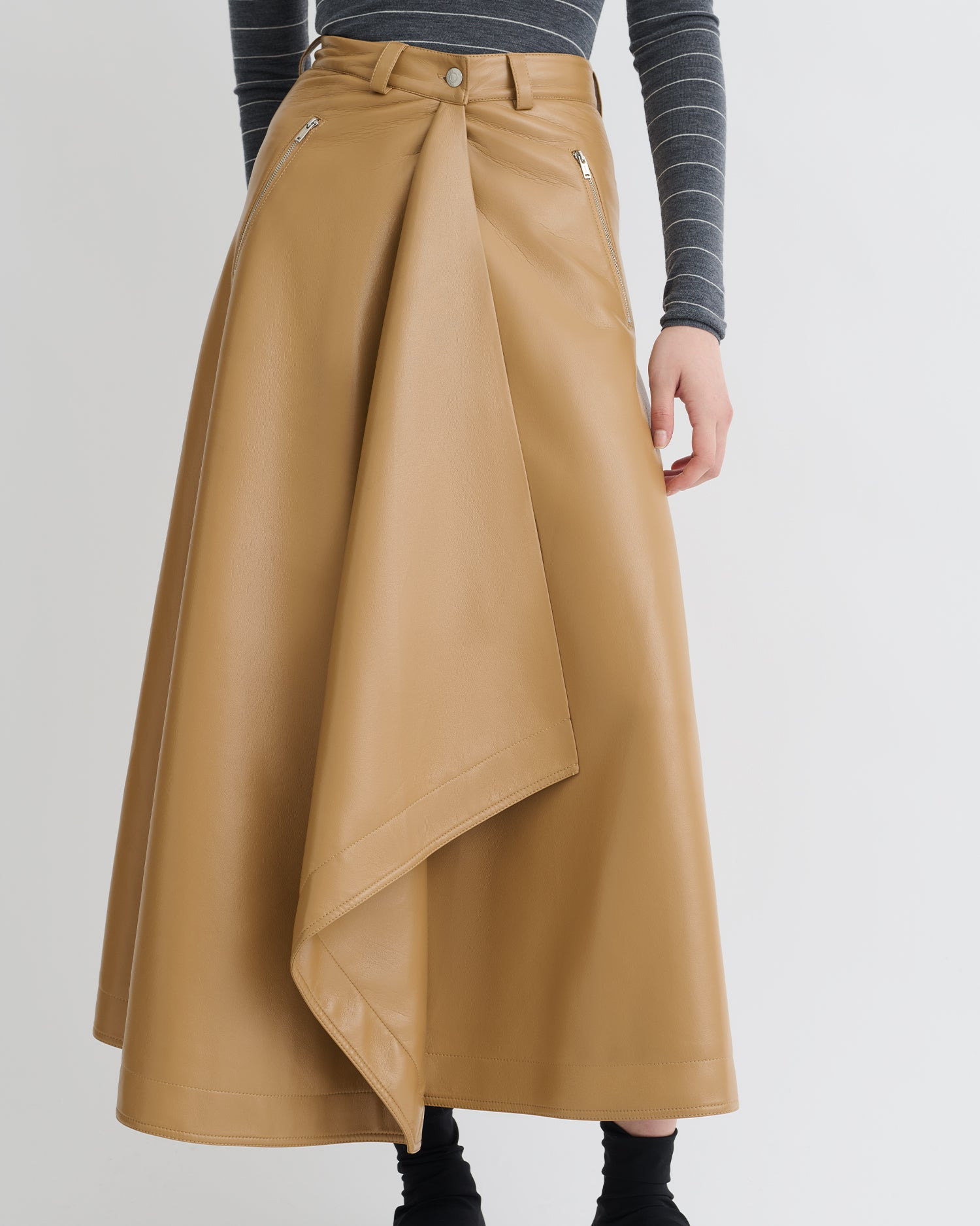 Draped Okobor™ Alt-Leather Skirt - 4
