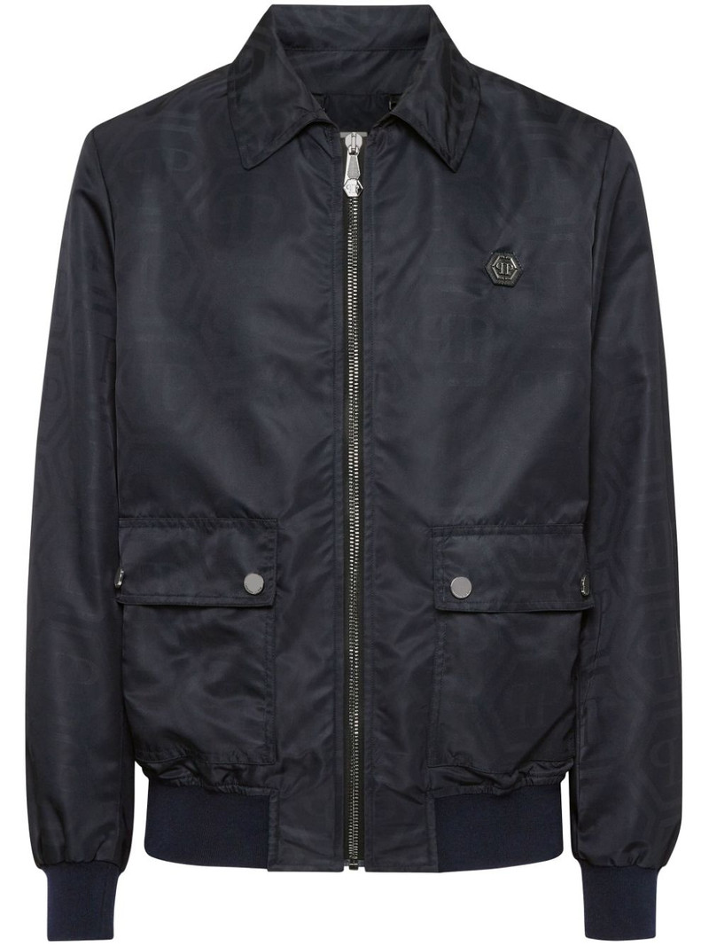 monogram-jacquard bomber jacket 1