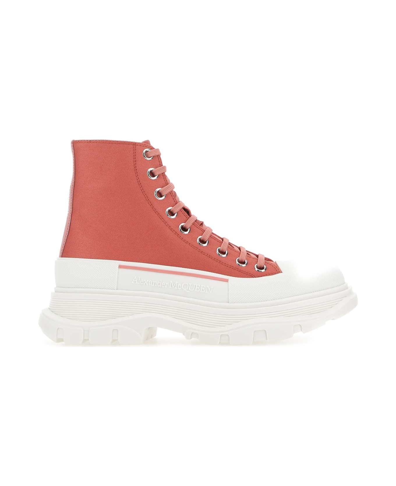 Pastel Pink Leather Tread Slick Sneakers - 1