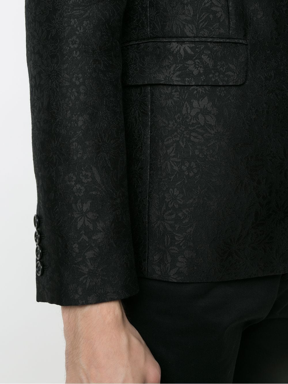 floral jacquard single-breasted blazer  - 5