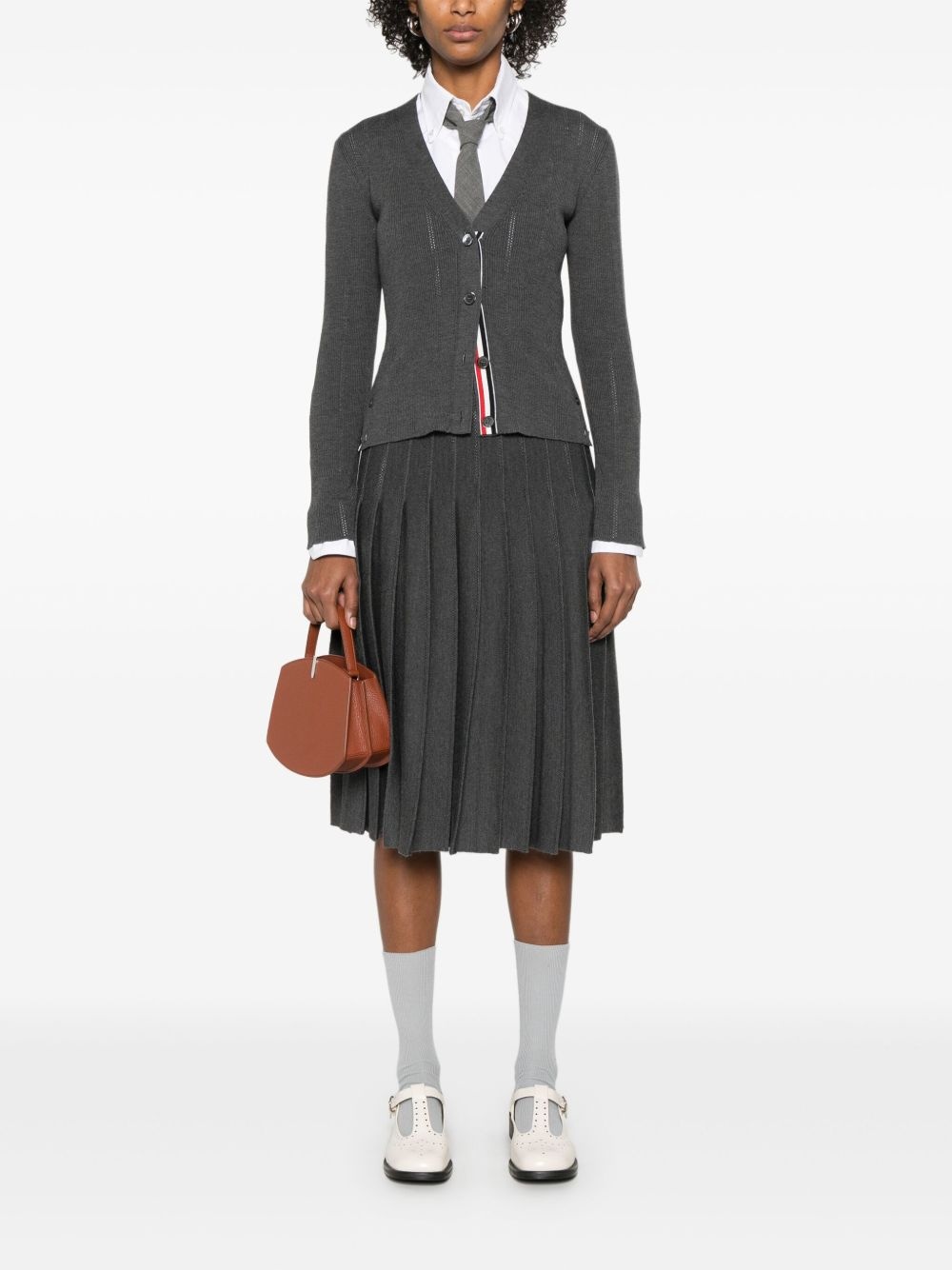 pleated pointelle midi skirt - 2