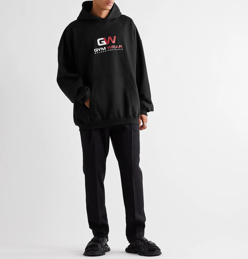 BALENCIAGA Oversized Logo-Print Loopback Cotton-Jersey Hoodie outlook