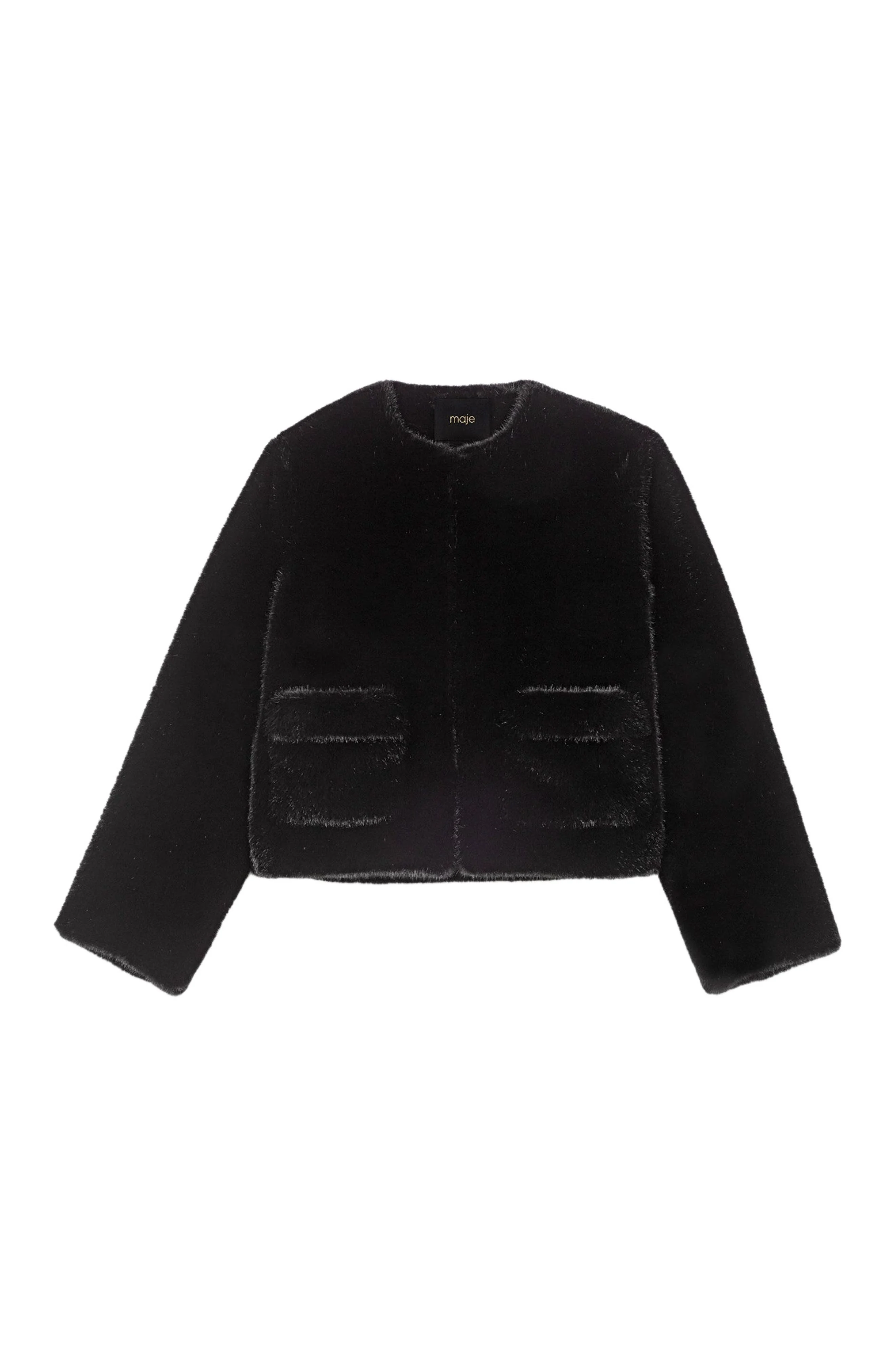 maje Short faux fur coat in Black at Nordstrom - 1