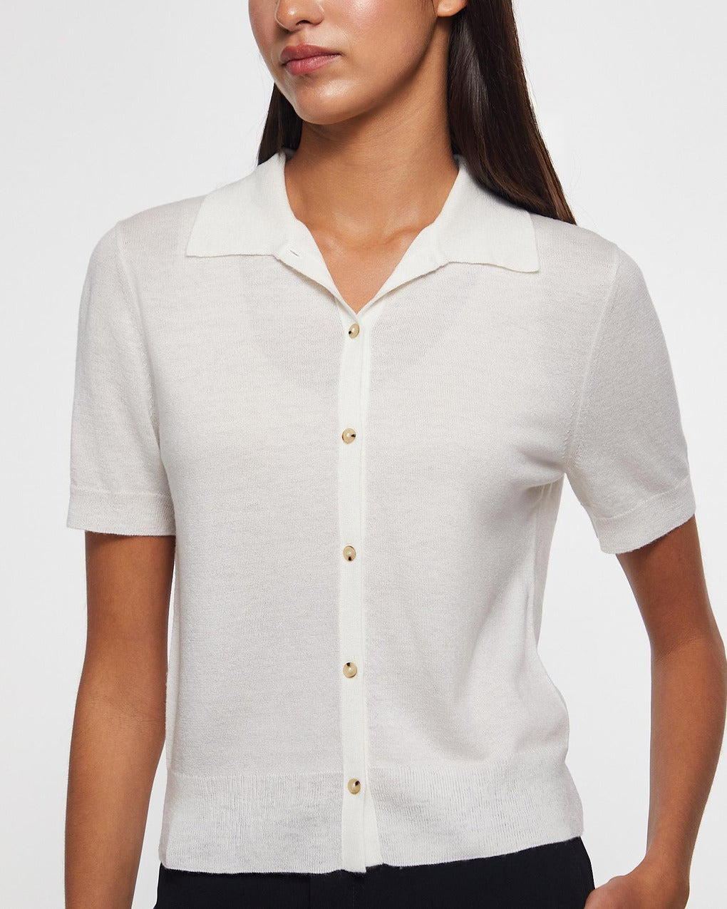 Sweater Collared Button-Front  Offwhite - 5