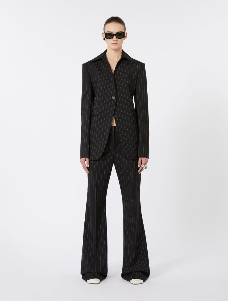 Sportmax Flared pinstripe wool trousers - black outlook