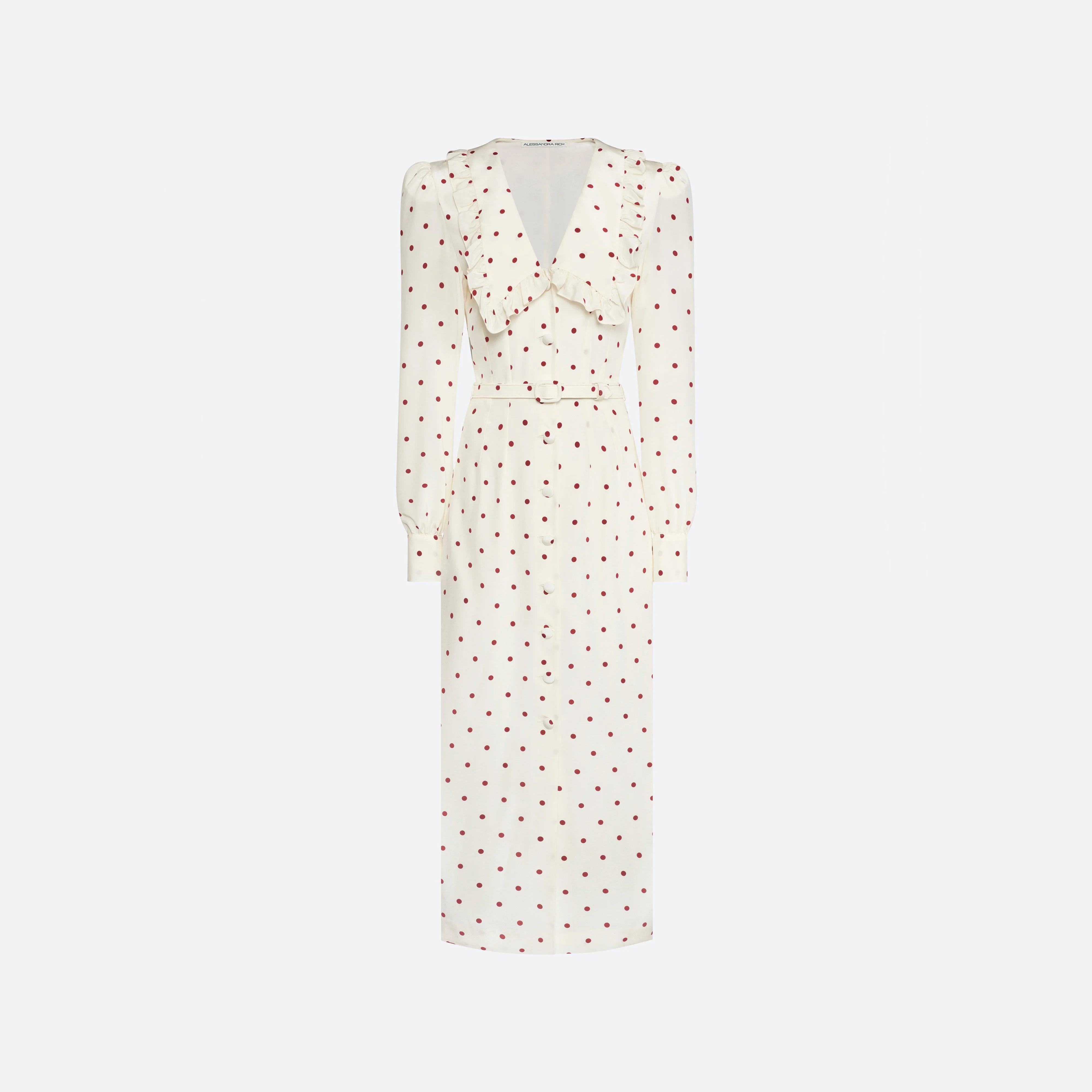 POLKA-DOT SILK MIDI DRESS WITH V-NECKLINE - 1