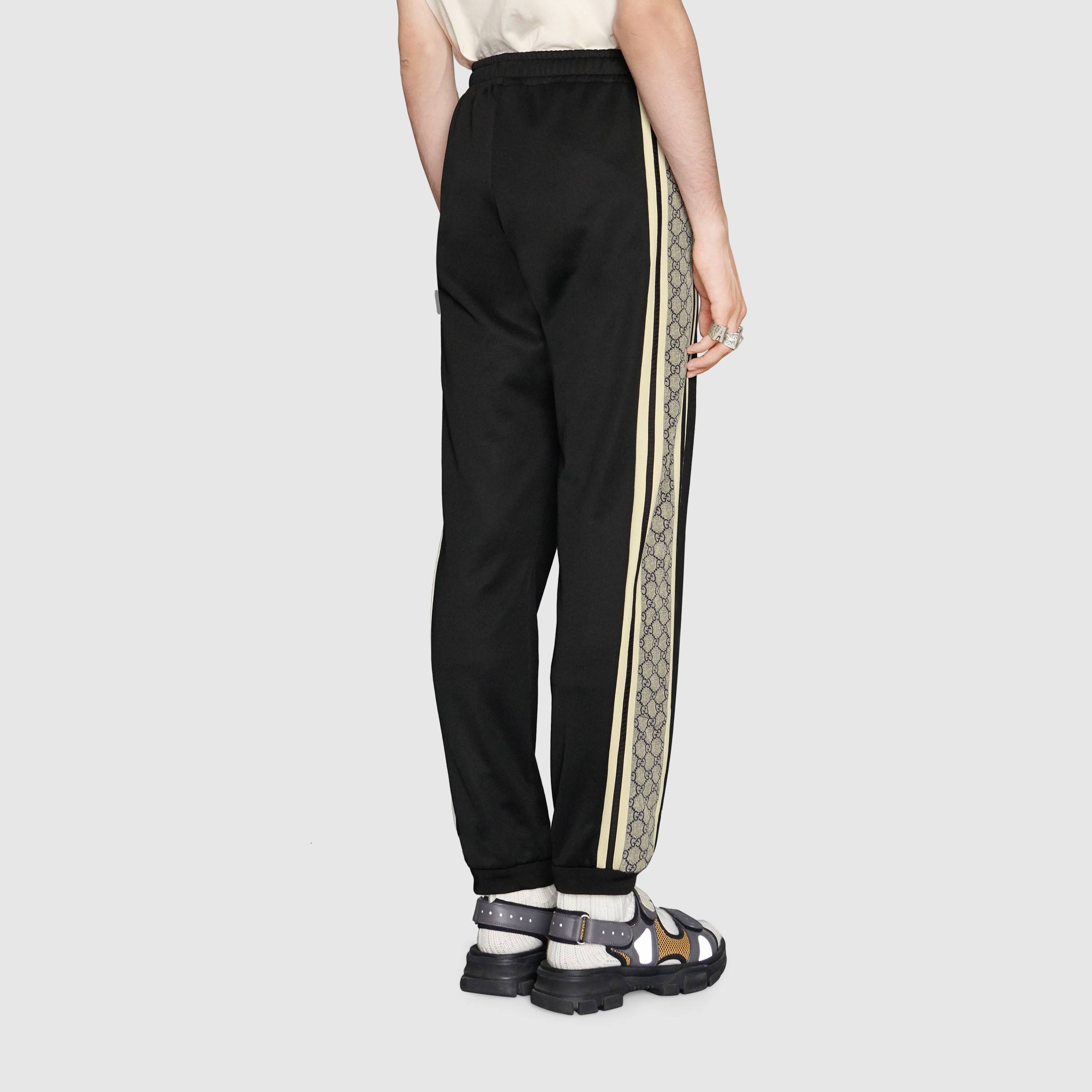 Gucci Oversize Technical Jersey Jogging Pant GG Logo Side Ribbon Jogging Pants For Men Black 545603- - 4