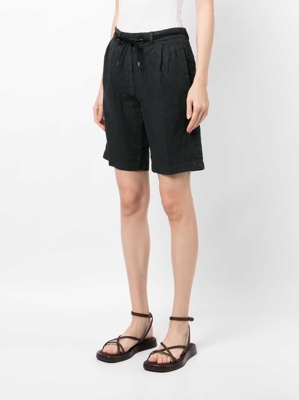 tied-waist linen bermuda shorts - 6