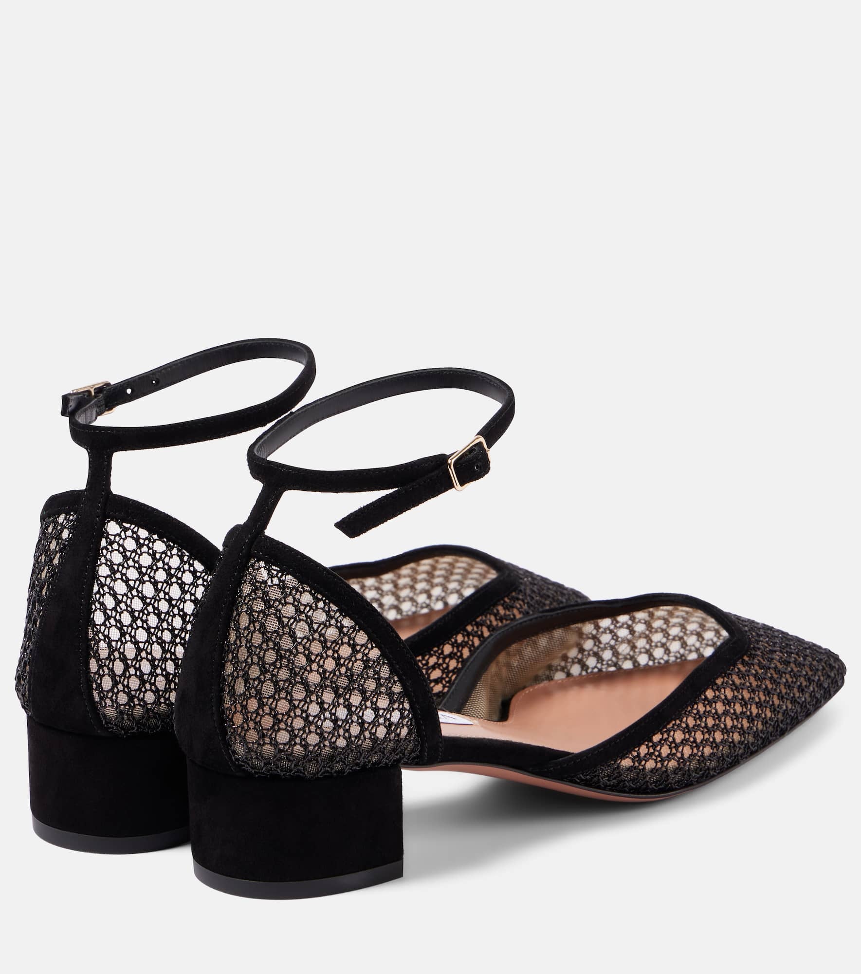 Asha 35 suede-trimmed mesh pumps - 2