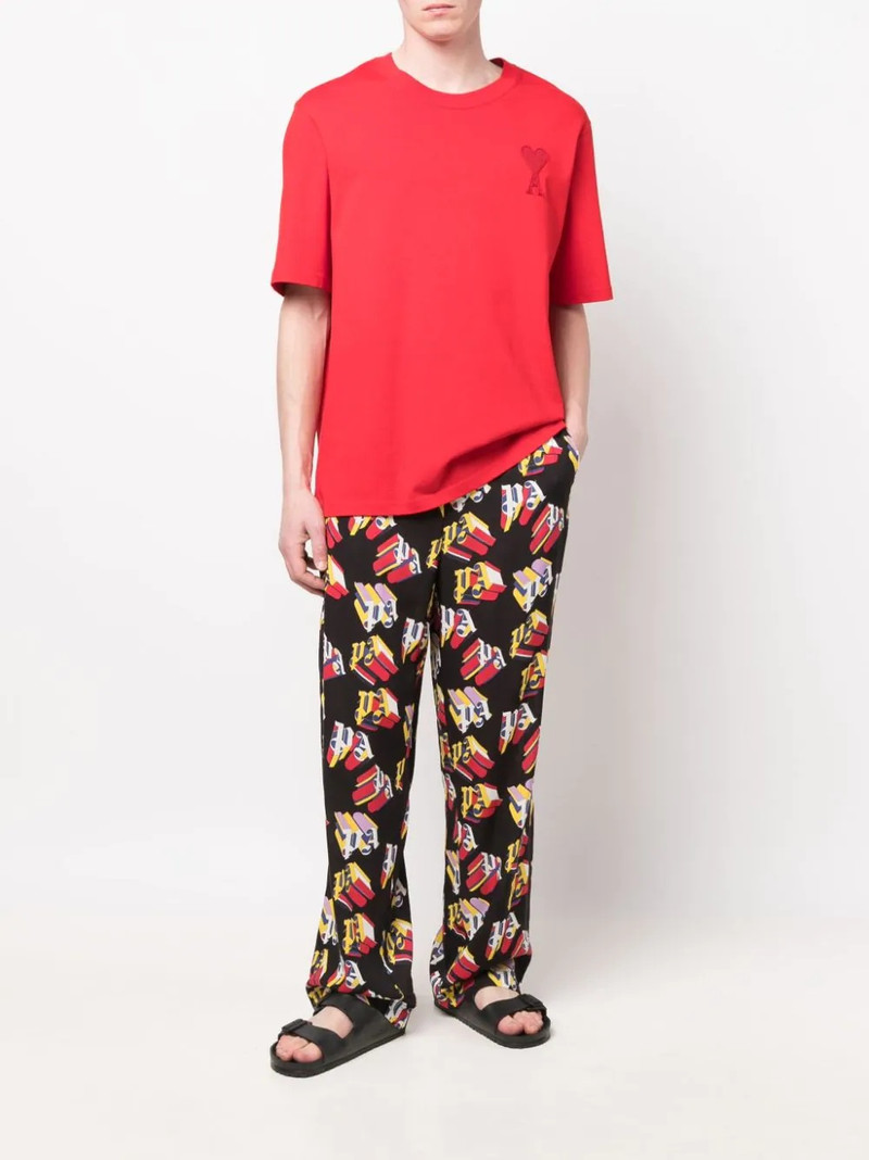 Palm Angels logo-print straight-leg trousers outlook