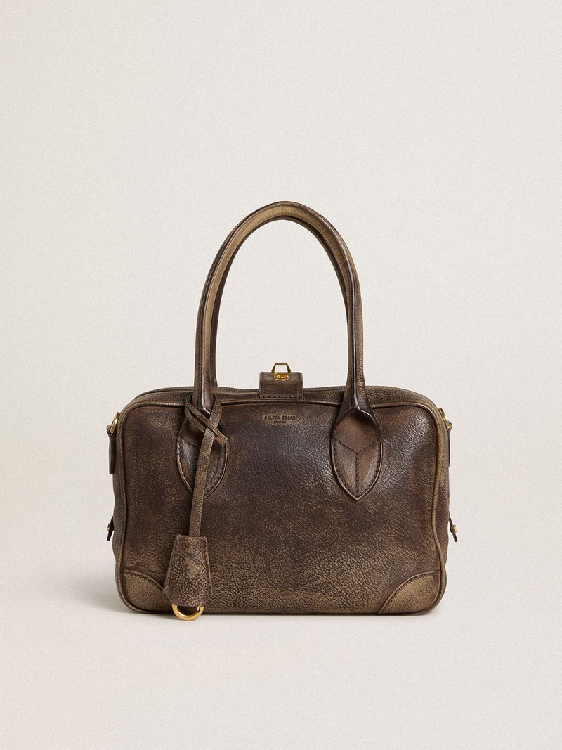 Vita Bag in brown vintage leather with gold details 1