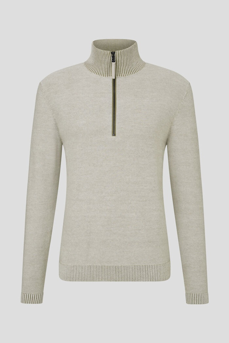 Lias Merino-blend half-zip pullover in Lime green 1