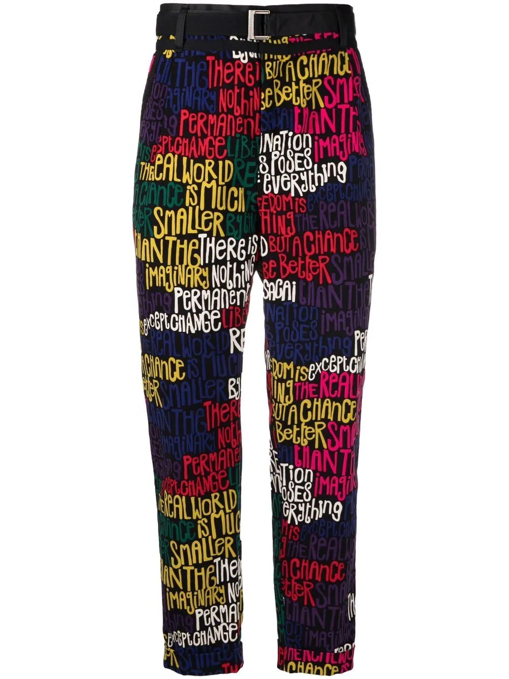 graphic-print belted trousers - 1