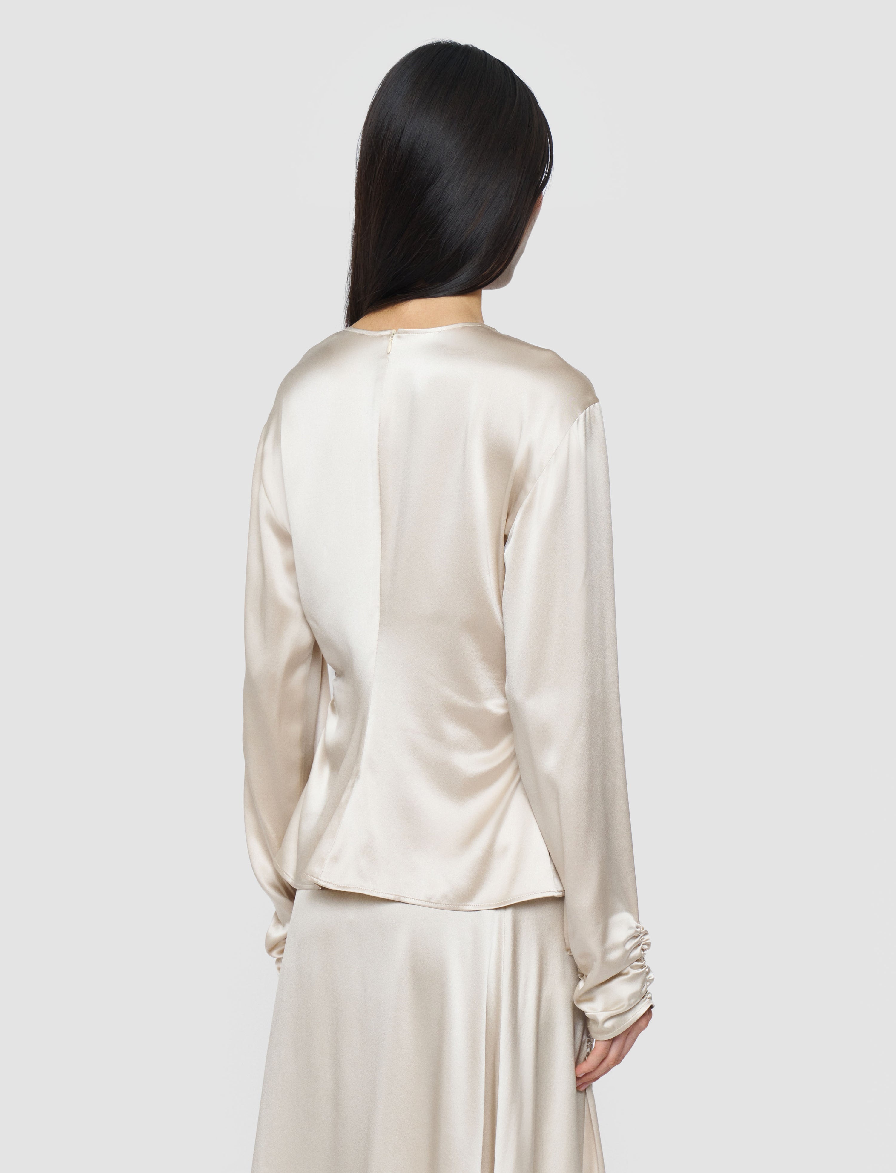 Anna Ruched Silk Satin Blouse - 4