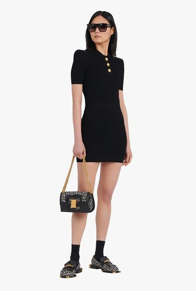 Balmain Short black knit dress with gold-tone buttons outlook