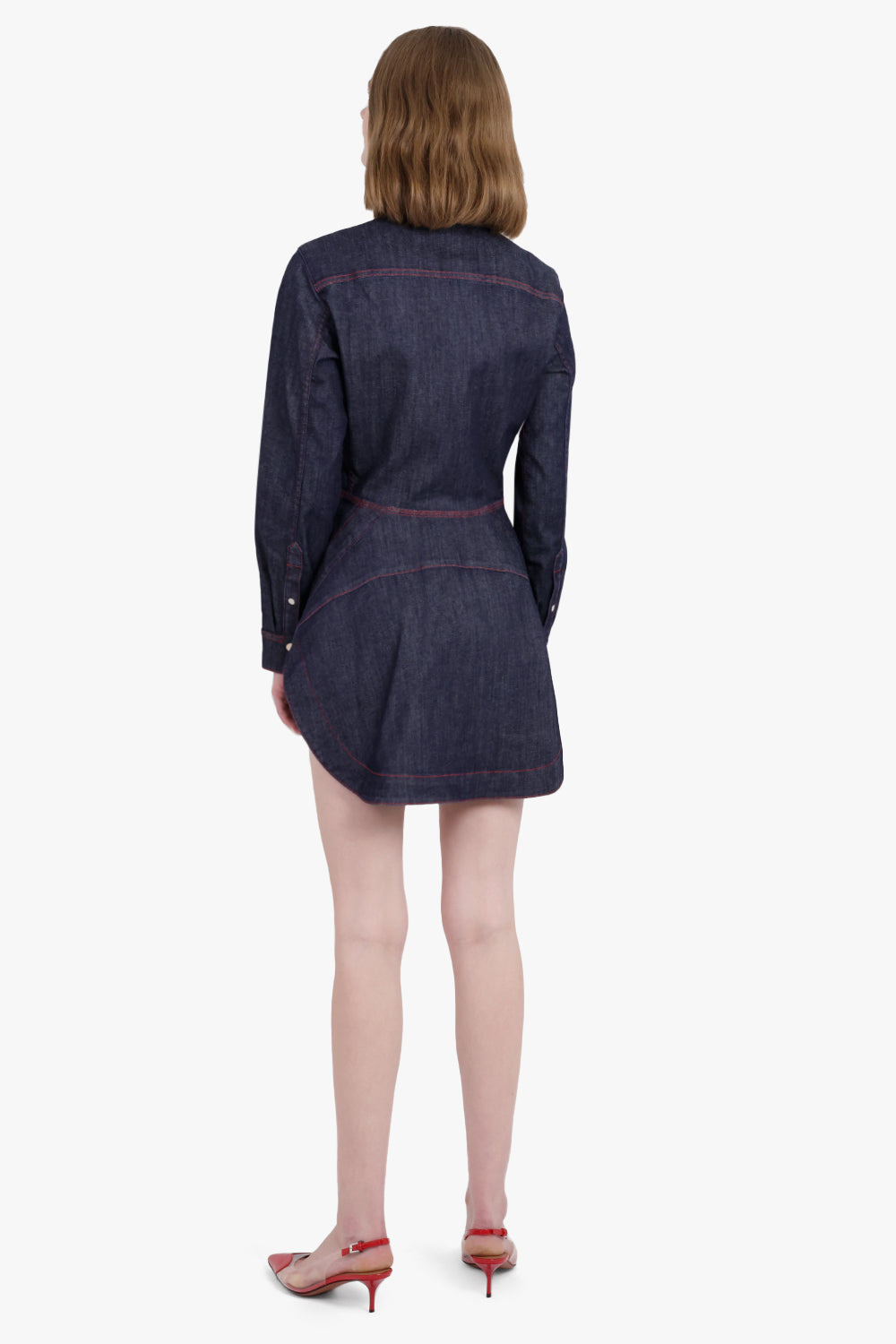 DENIM MINI SHIRT DRESS | DARK BLUE - 4