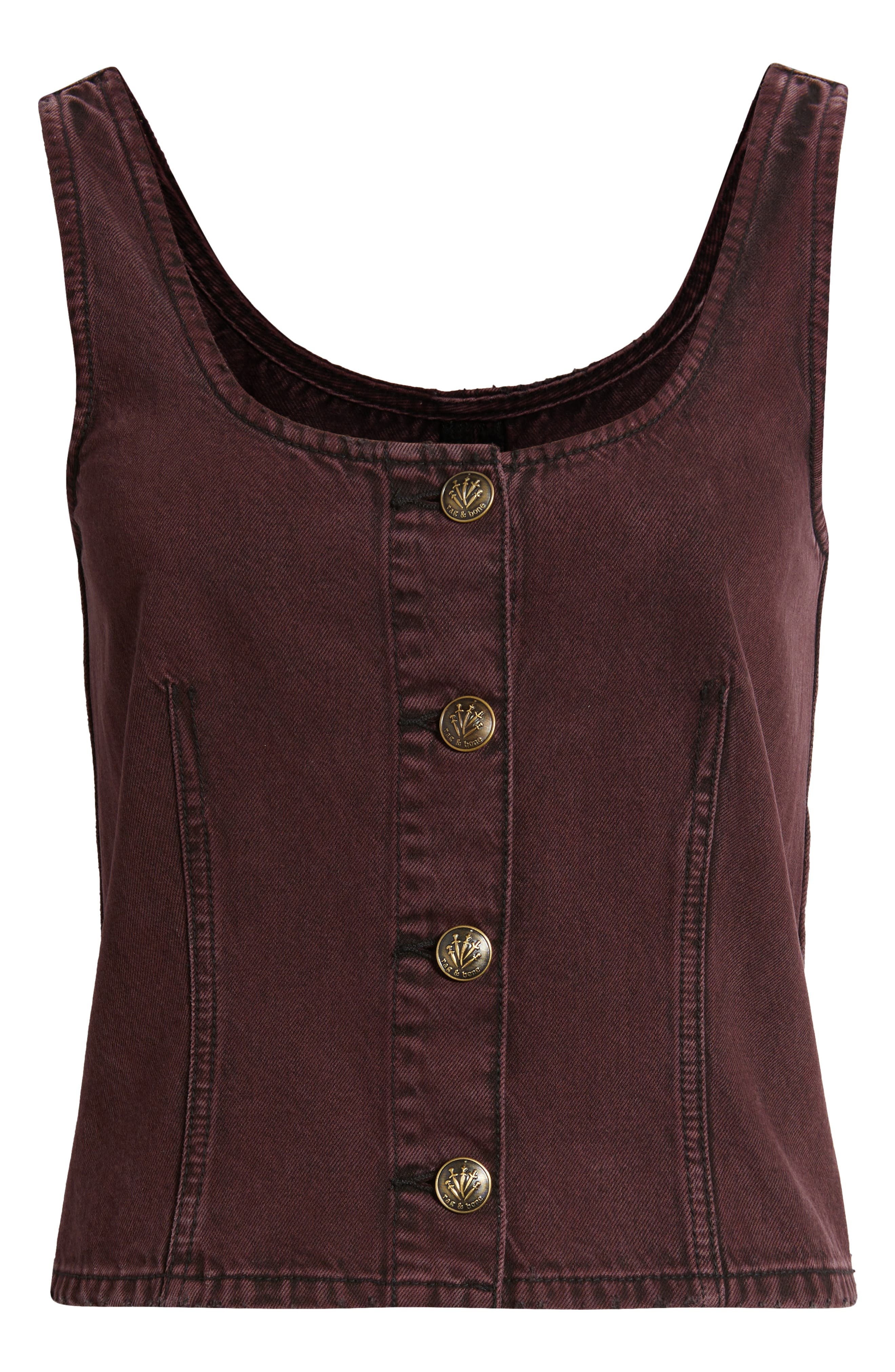 rag & bone Poppy Denim Vest in Burnt Berry at Nordstrom - 5