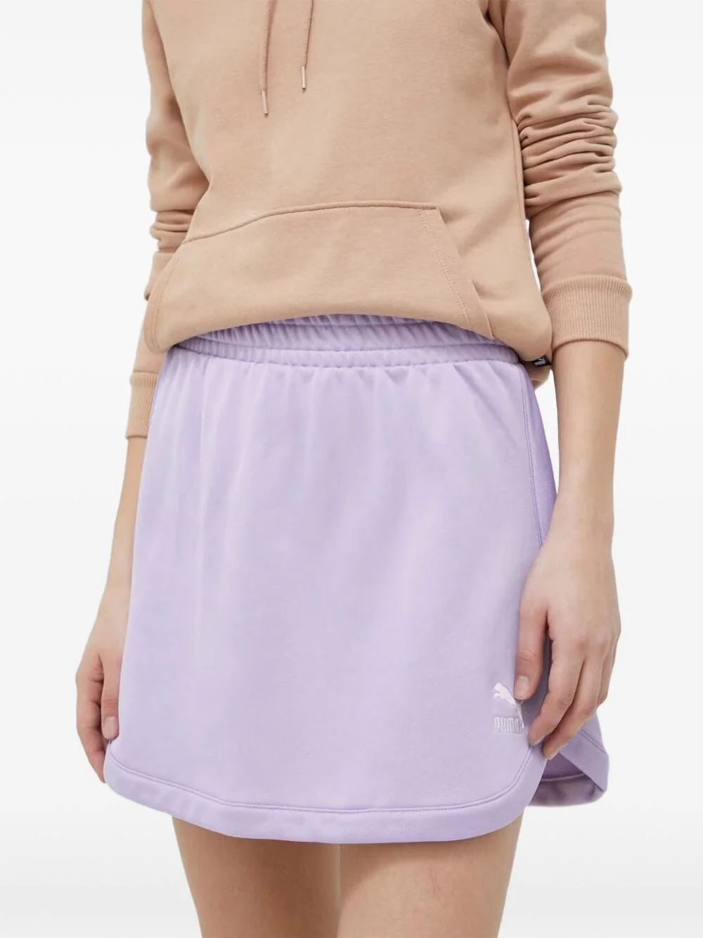 logo-embroidered elasticated mini skirt - 1