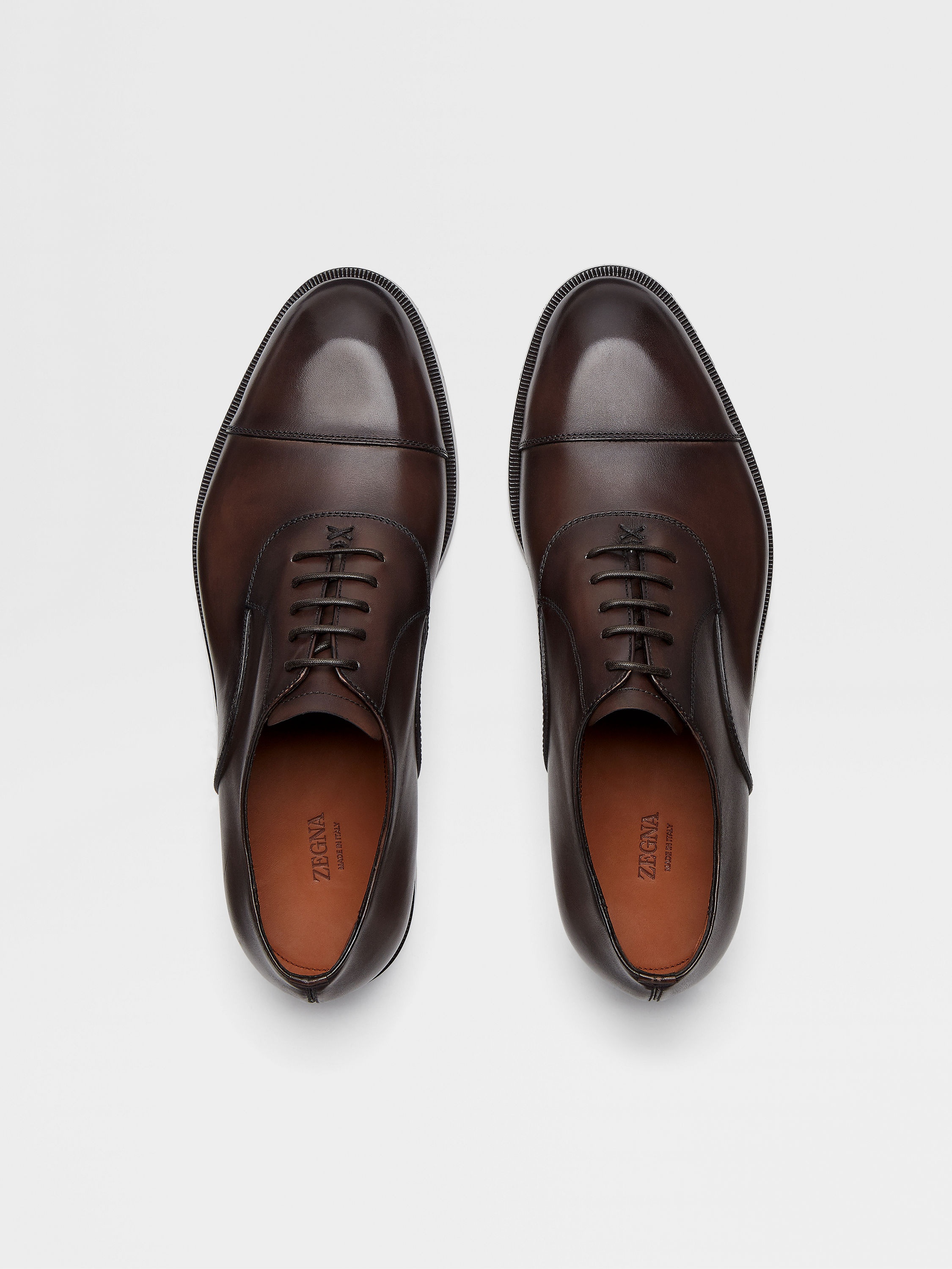 DARK BROWN LEATHER TORINO OXFORD SHOES - 5