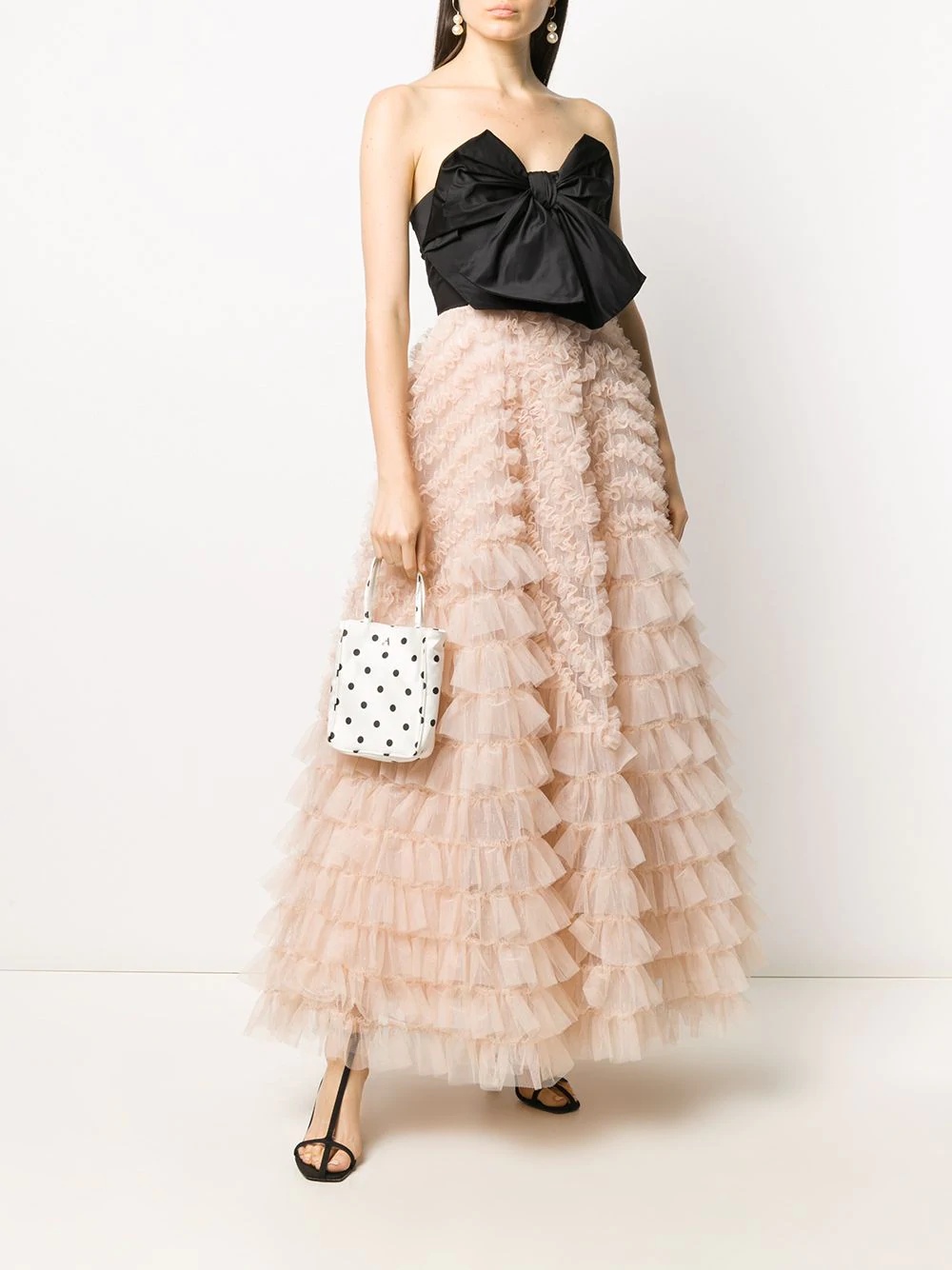 bow-detail tiered tulle gown - 2