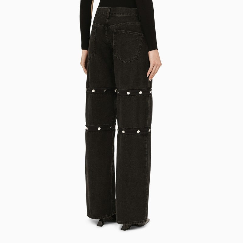The Attico Black Baggy Jeans With Studs Women - 4